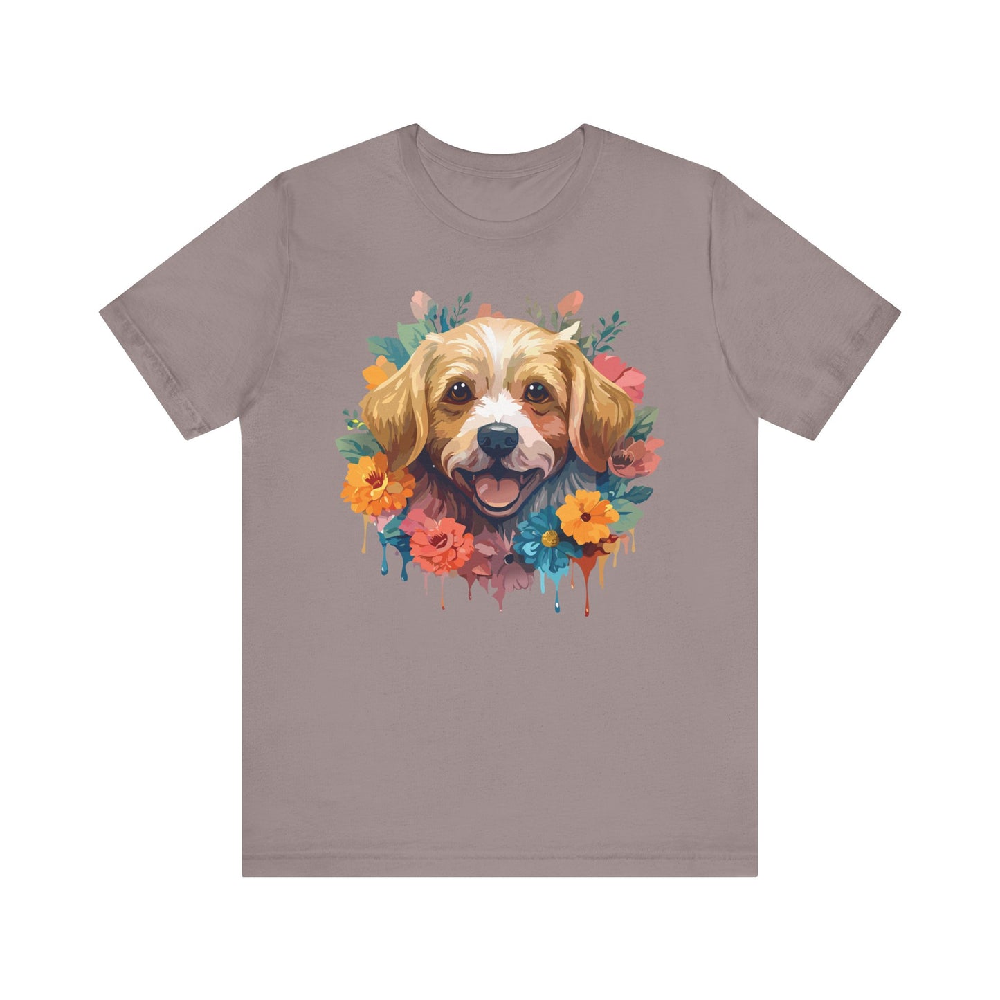 Floral Dog Tee, Animal Shirt, Dog Shirt, Floral Tee, Flower T-shirt, T-Shirt with Animal, Summer Top with Art Design