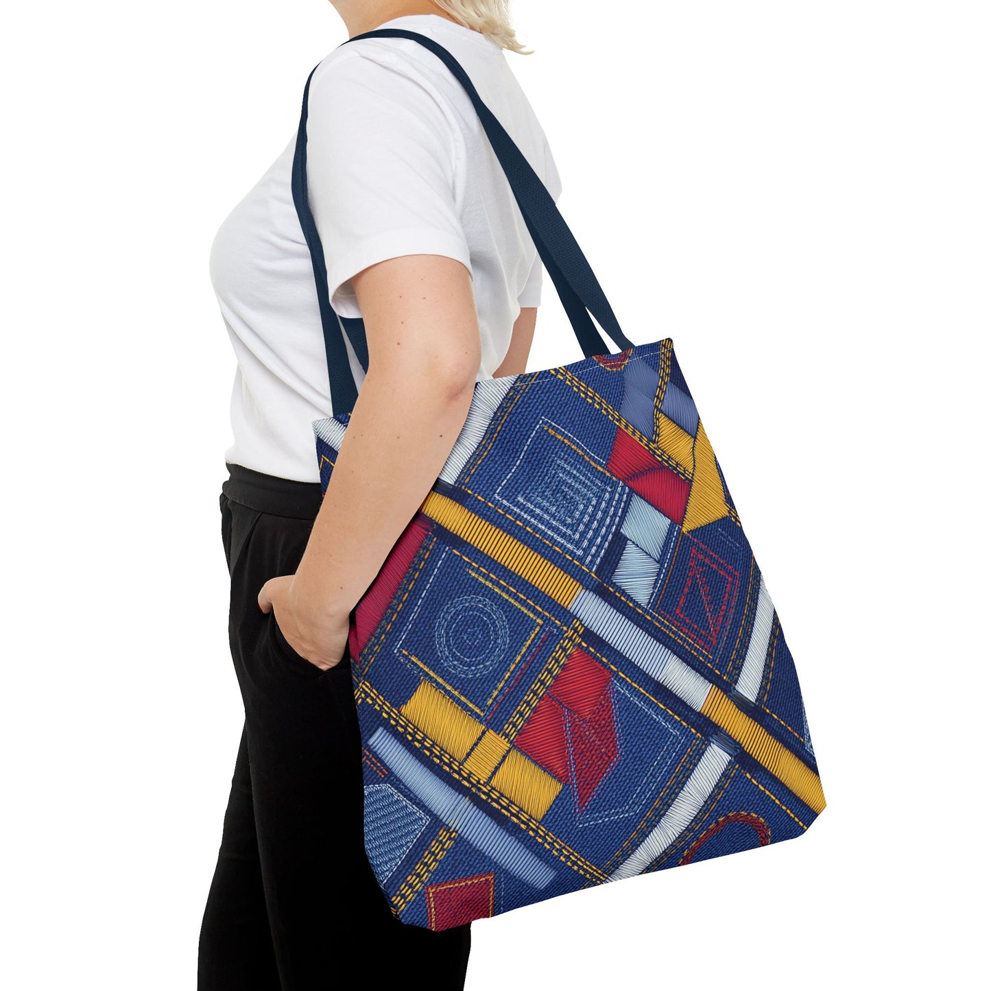 Denim Fabric Imitation Print Unisex Canvas Bag Poly Spun 3 Sizes Tote Bag 189-5
