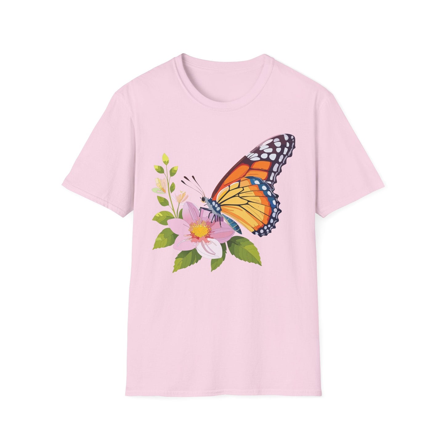 Butterfly T Shirt for Women and Men Monarch Print Softstyle Unisex Gildan 64000 Tee