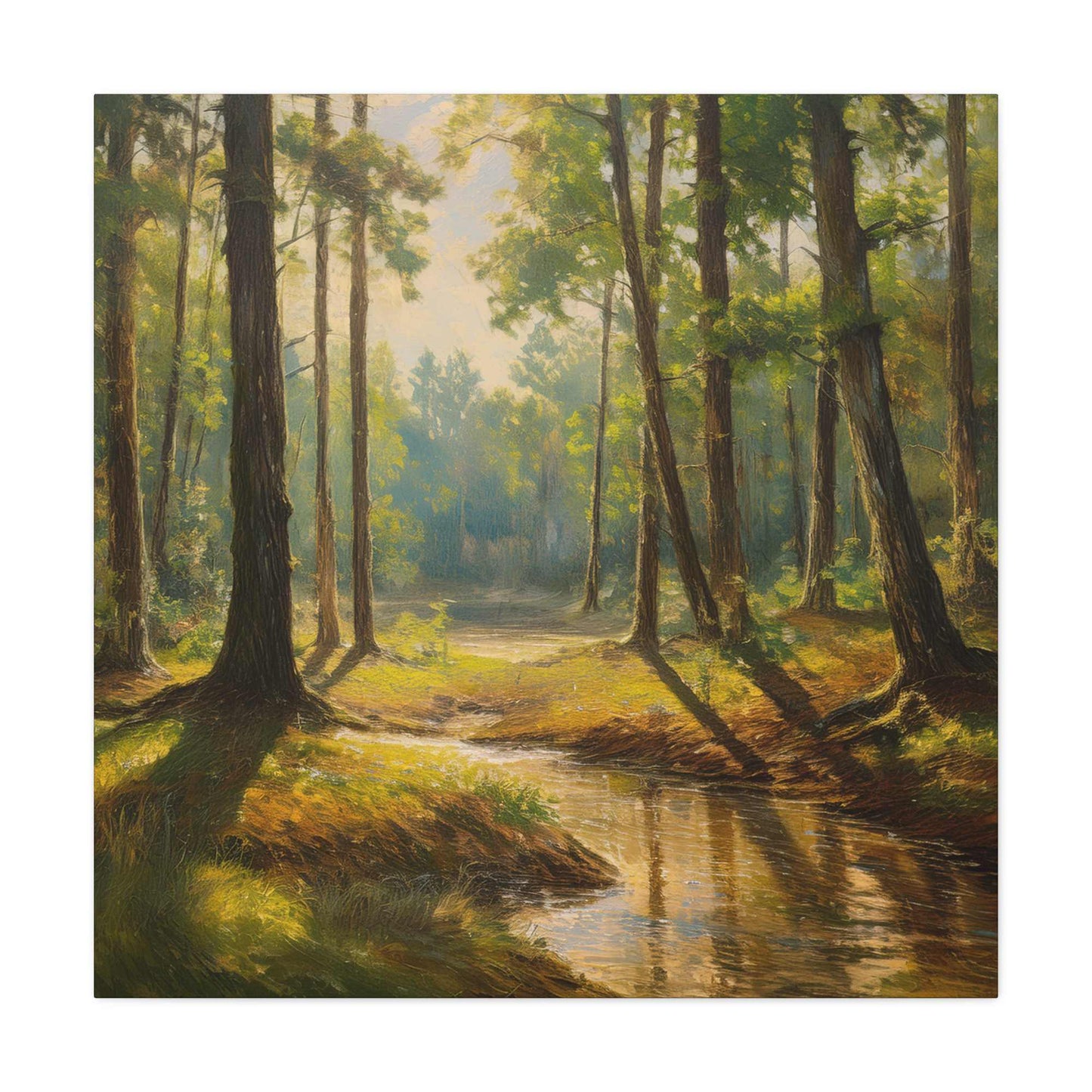 Forest Print Canvas, Trees Oil Paint Print 20x20, 24x24, 30x30, 32x32, 36x36 Art Design Print Pine-Wood Inner Frame MC-72