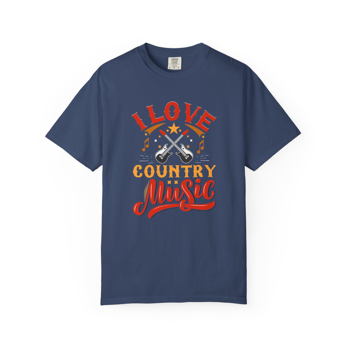 I Love Country Music T-shirt Country Guitar Typography Unisex Cotton Tee 050