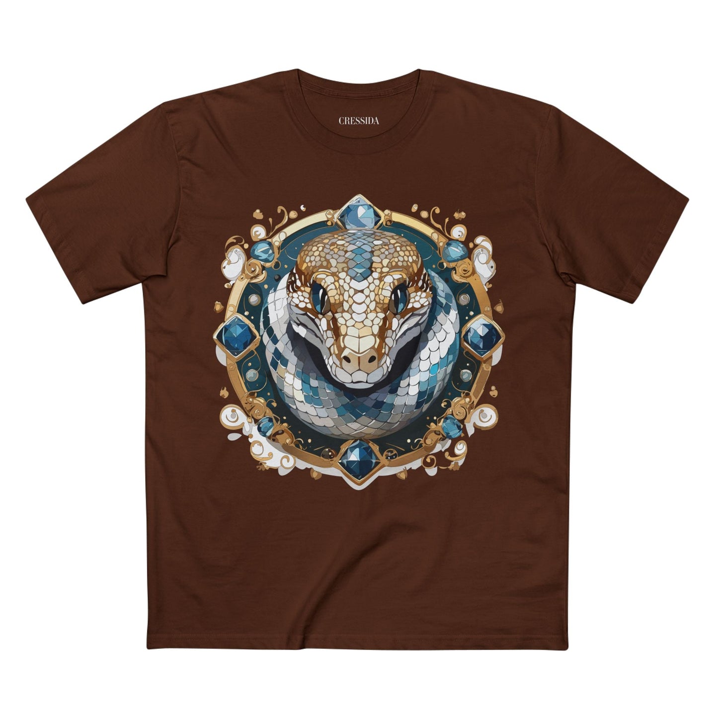 Snake Graphic Unisex 100 Cotton Tee With Unique Animal Golden Medallion Art Design 42