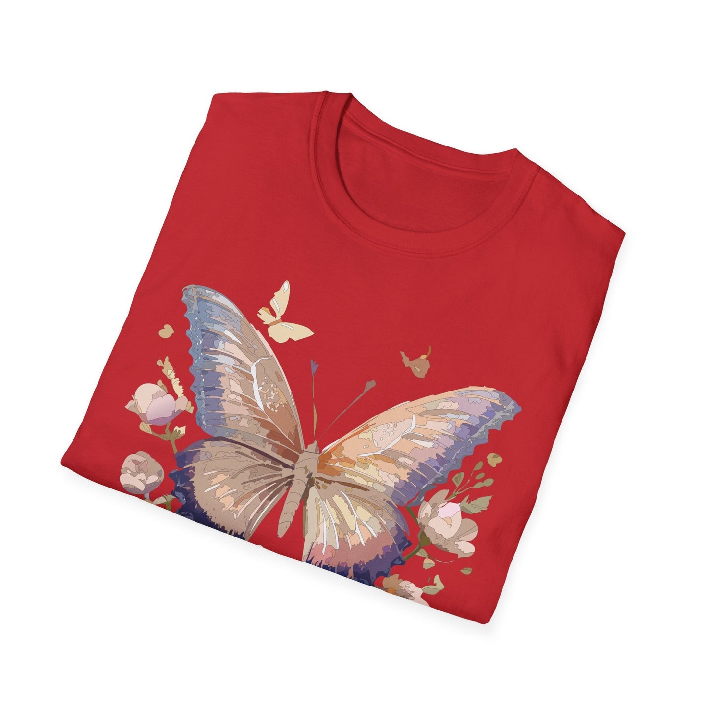 Butterfly T Shirt Unisex Softstyle Monarch Design 100 Percent Cotton Tee For Everyday Comfort
