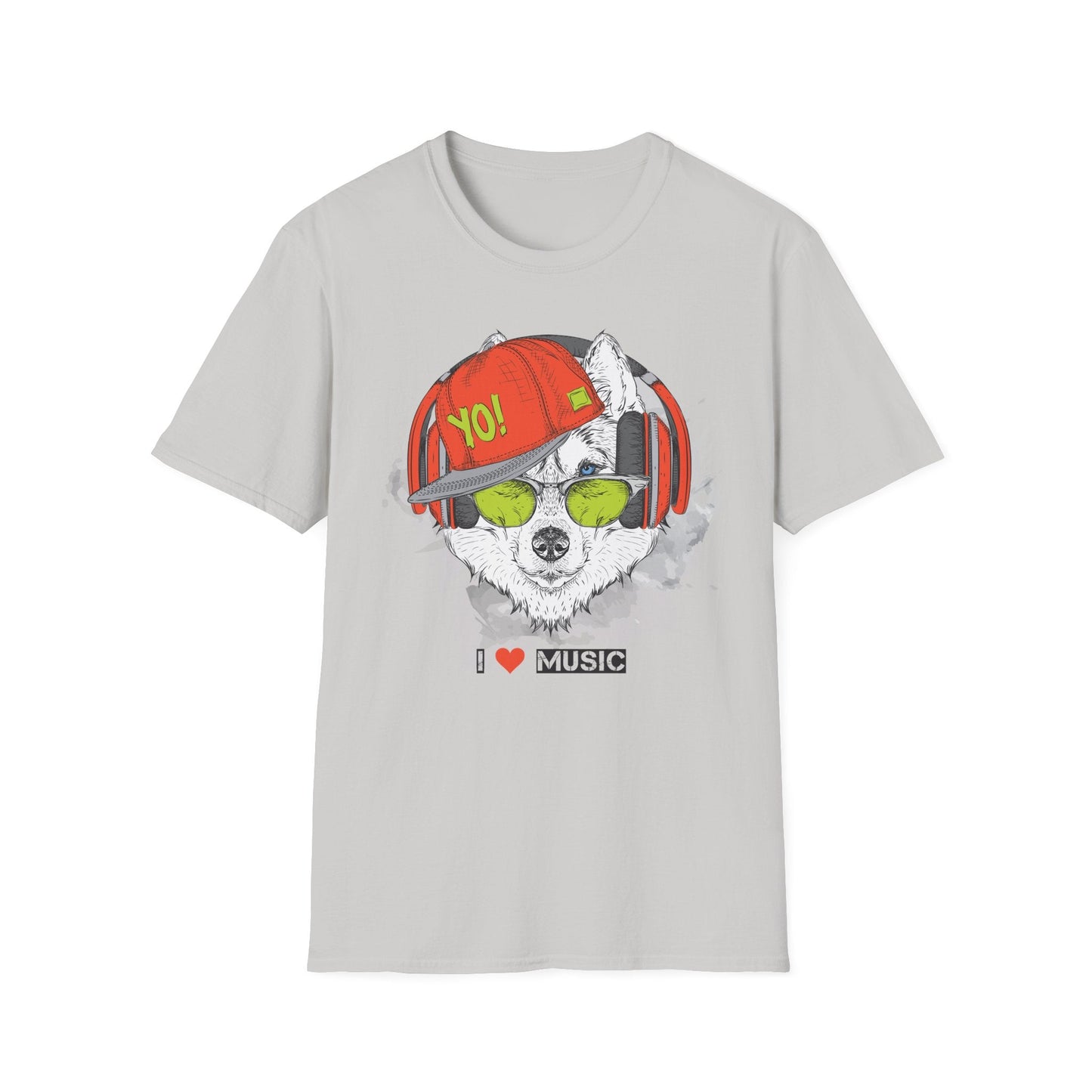 Unisex Music Animals Short Sleeve T Shirt With Headphones For Music Lovers Gildan 64000