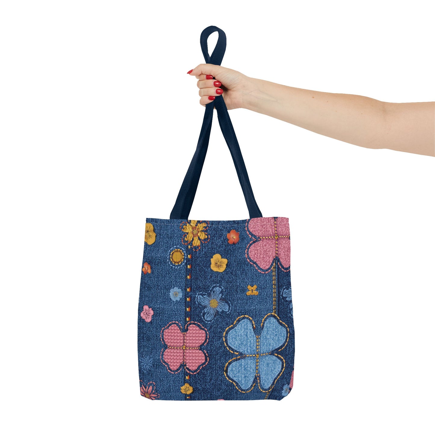 Denim Fabric Imitation Print Unisex Canvas Bag Poly Spun 3 Sizes Tote Bag 129