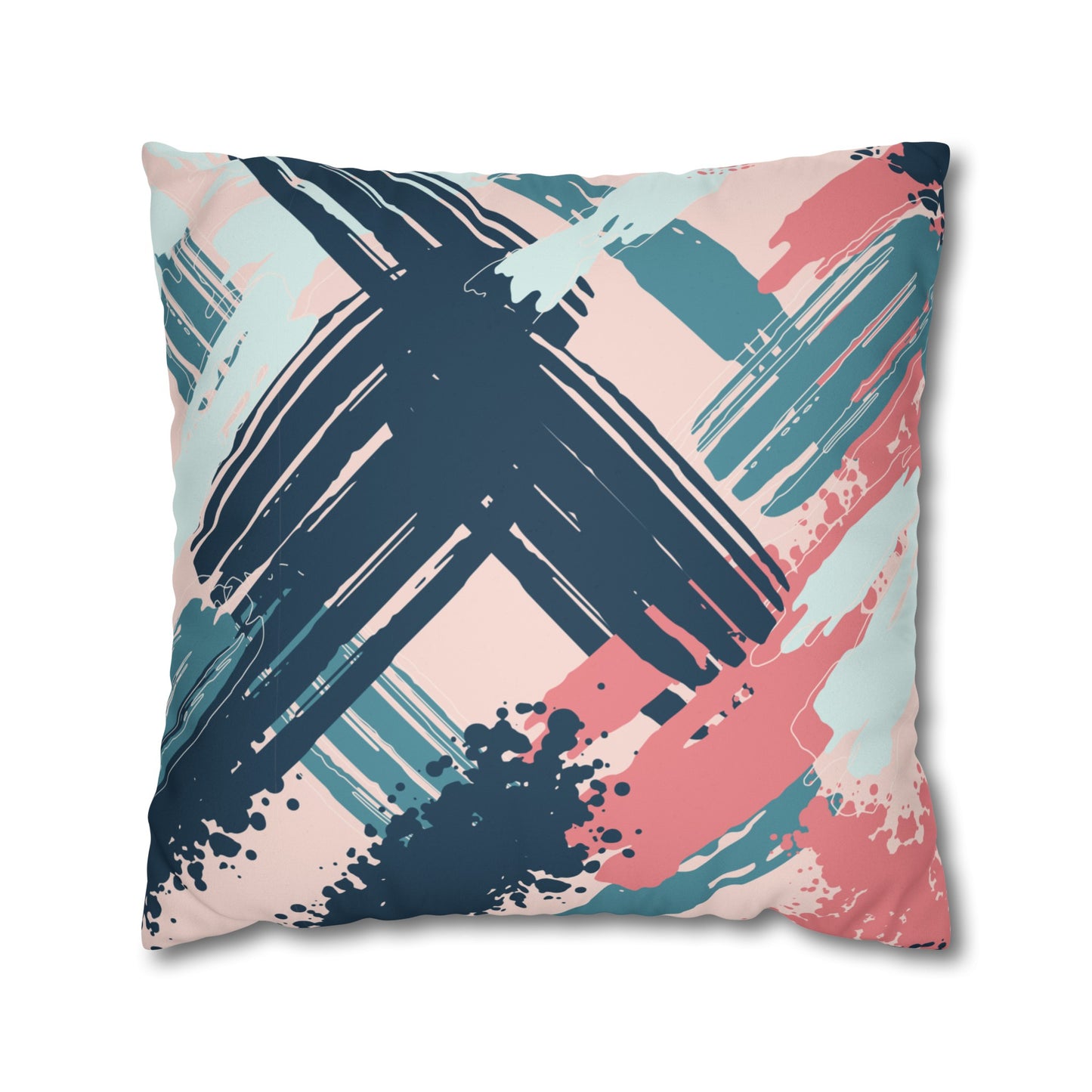 Faux Suede Pillowcase with Abstract print