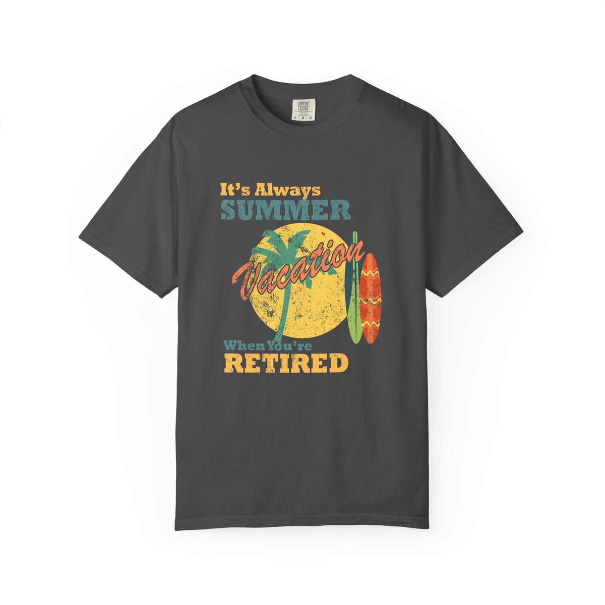 Always Summer Vacation Retro Palm Surf Unisex Comfort Colors Garment-Dyed Heavyweight 100 Cotton Art Design T-Shirt w108