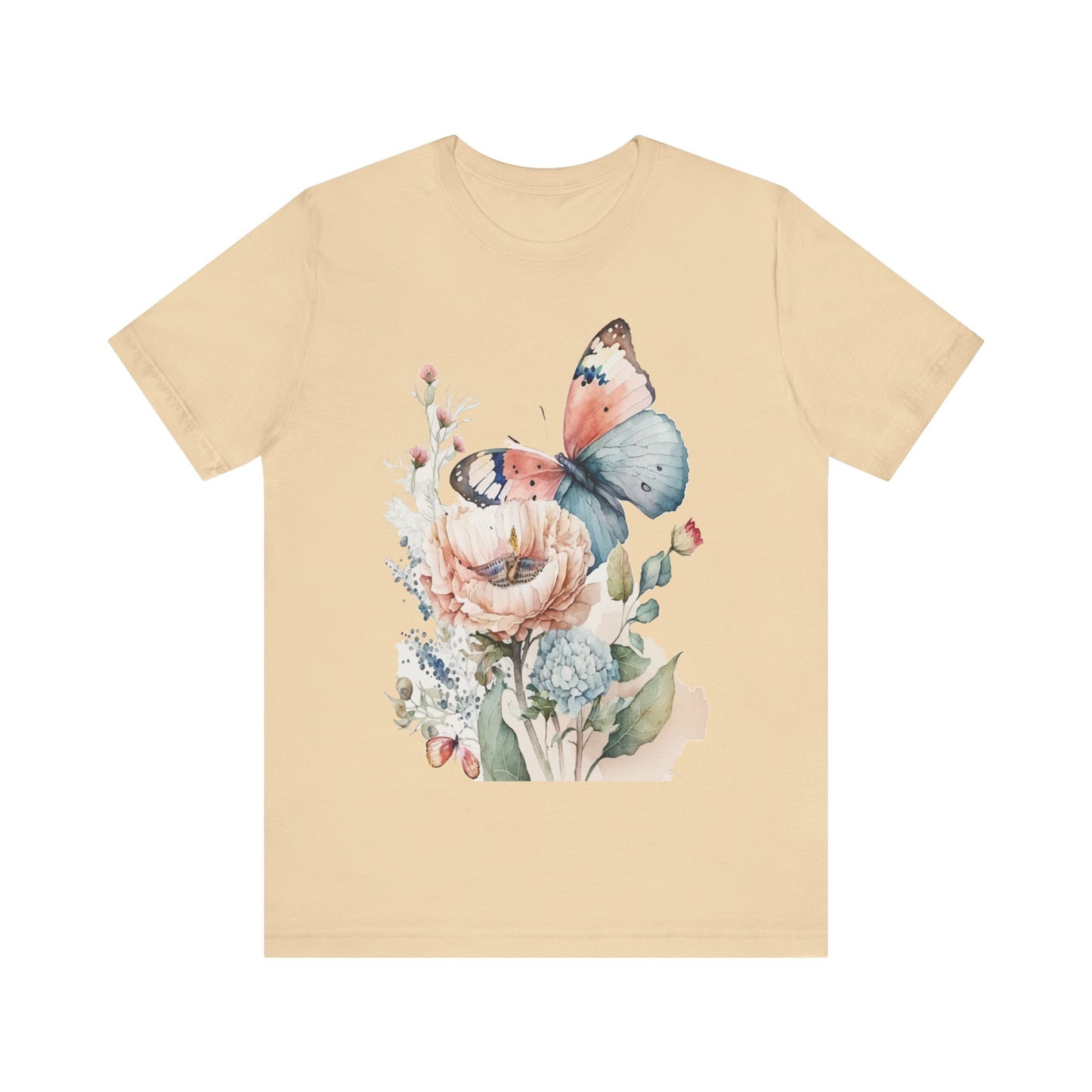 Cotton Tee Shirt with Butterfly Prints