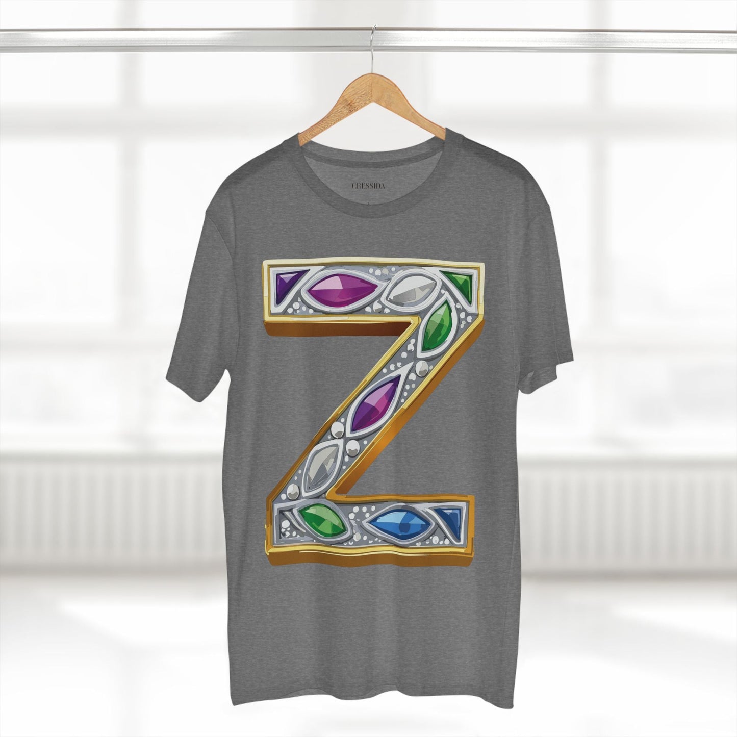 Letter Z Graphic Design Tee Unisex 100 Cotton With Antique Gold Letters Artwork T-Shirt