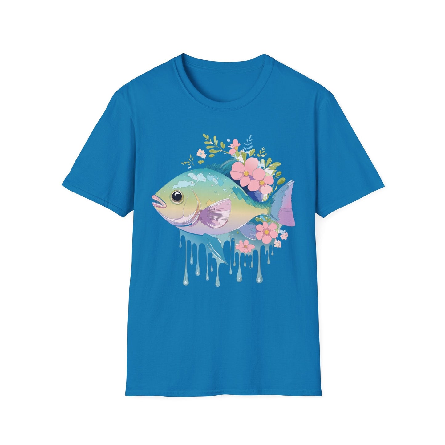 Fish Art Graphic Tee Unisex Gildan Softstyle 64000 100 Percent Ring Spun Cotton Comfortable Tee