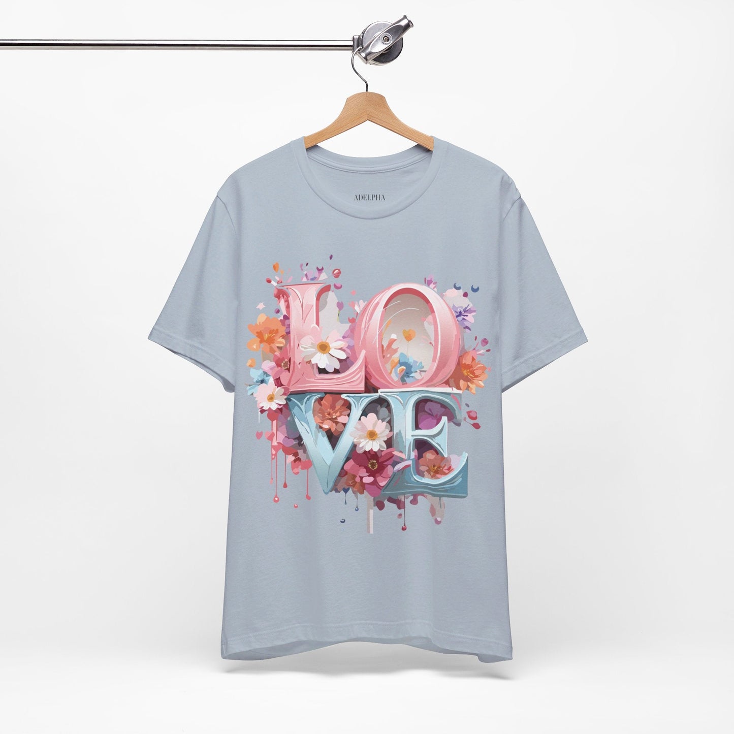 Valentine Day Graphic Unisex 100 Cotton Vintage Artwork with Love and Flower Design Tee 45