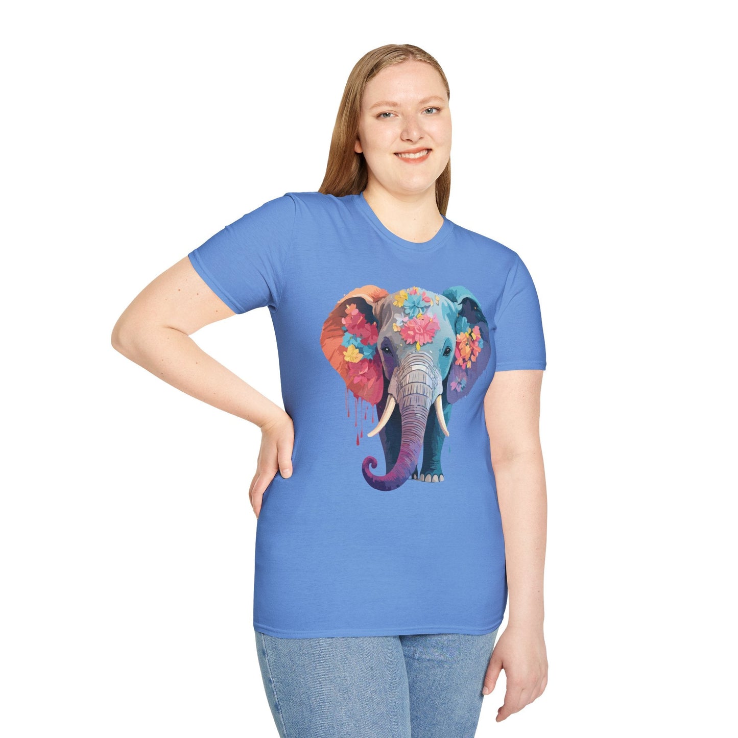 Unisex Elephant T Shirt Gildan SoftStyle 64000 100 Percent Ring Spun Cotton Tee Shirt