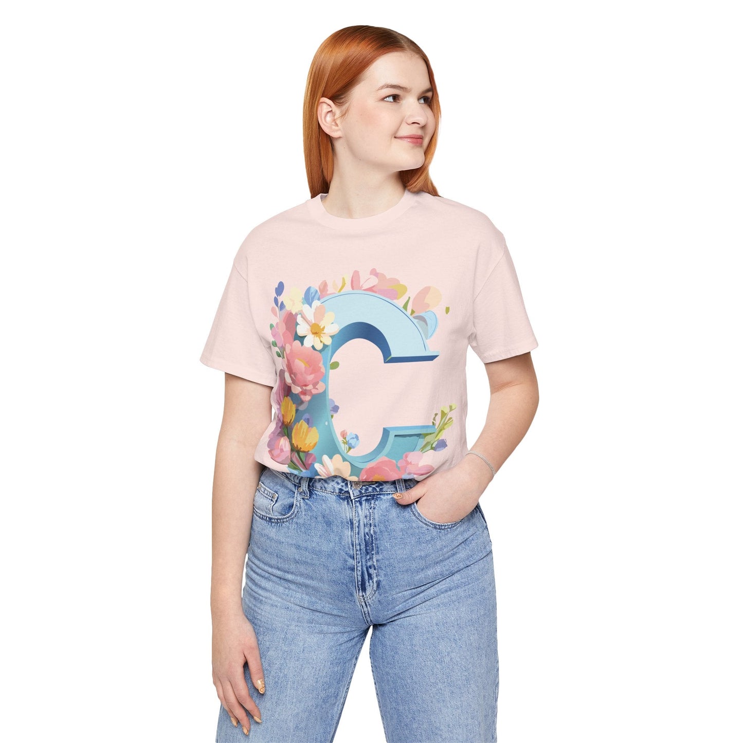 Letter C Shirt Graphic Tee Unisex Short Sleeve Vintage Art Adelpha Premium Quality