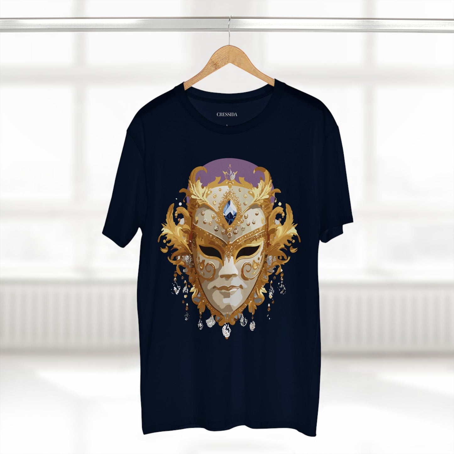 Carnival Mask Graphic T-Shirt Unisex 100 Cotton With Antique Gold Art Design Tee 18