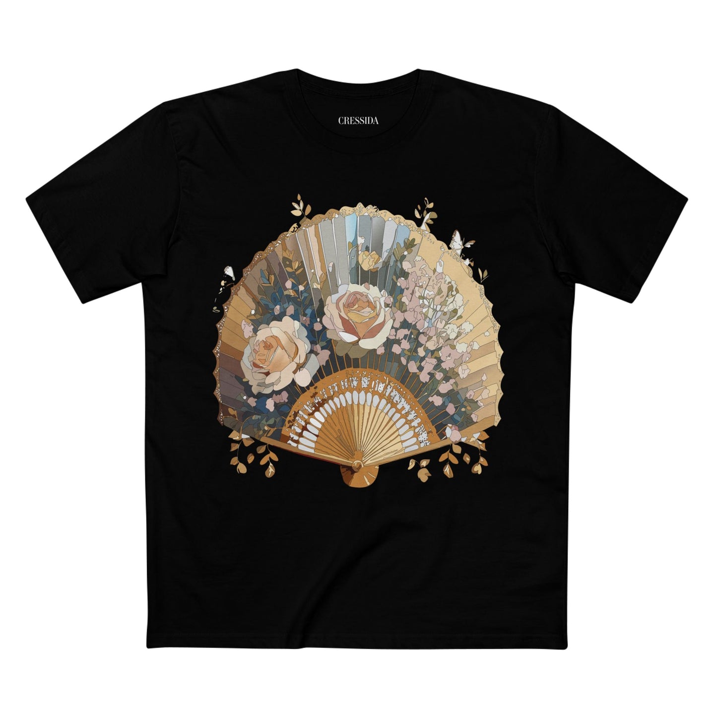 Antique Fan Graphic Design T-Shirt Unisex 100 Cotton Floral Carnival Artwork Tee 6