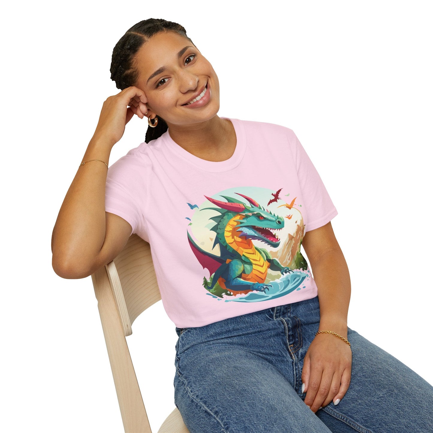 Dragon Graphic Unisex Cotton Softstyle Art Design Tee With Animals 12
