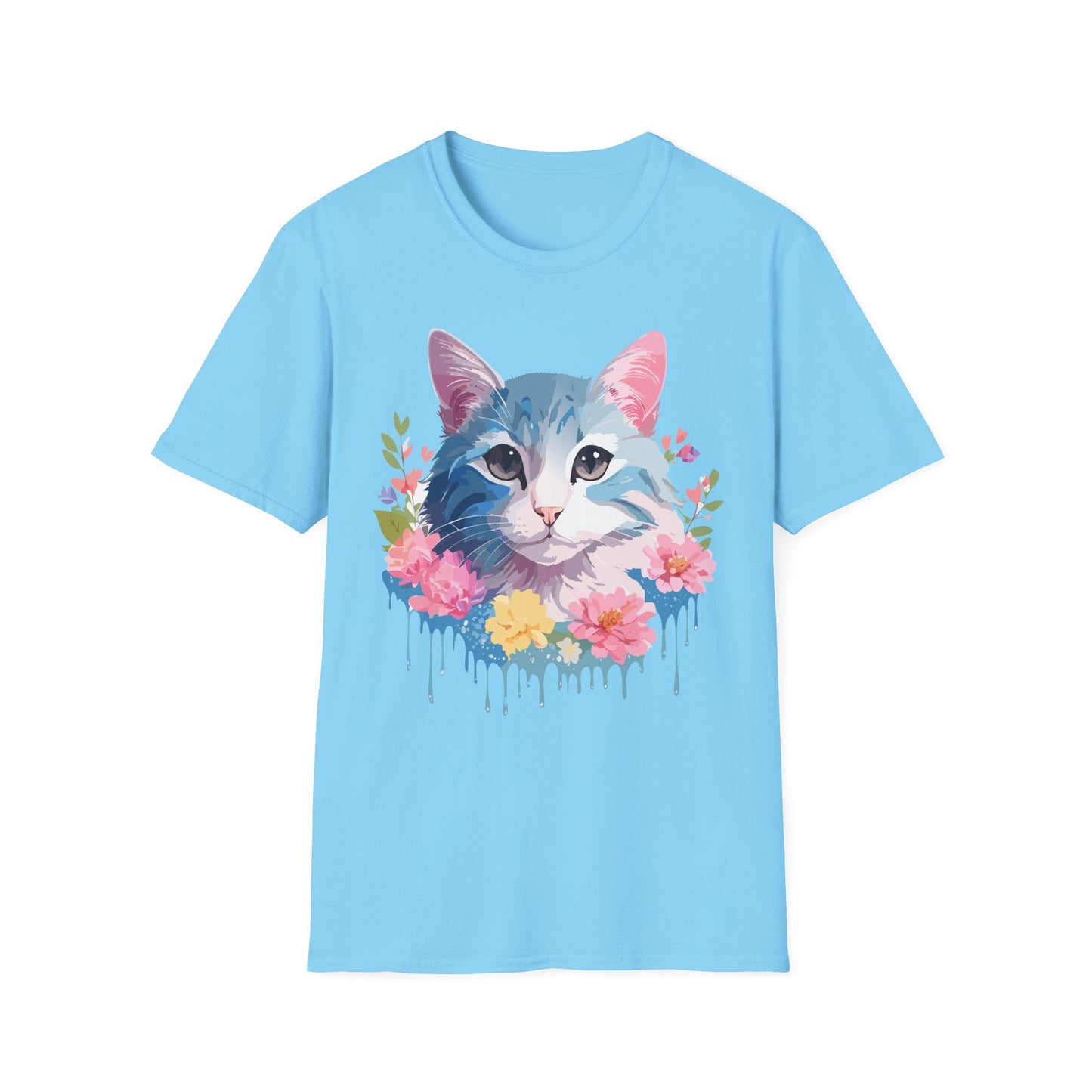 Cat Shirt Unisex Cat Tee Kitten Print Gildan Softstyle 64000