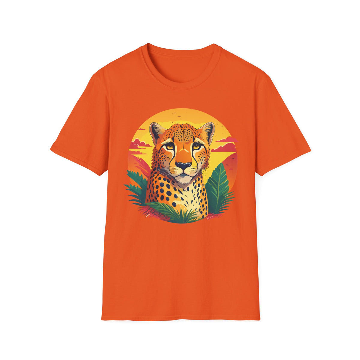 Cheetah Sunset Illustration T-Shirt | Retro Wildlife Tee