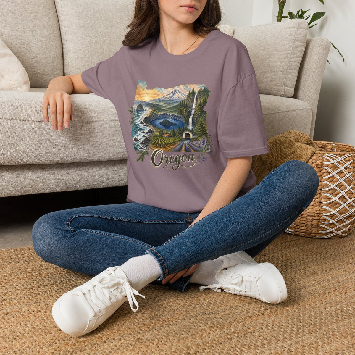 Oregon Crater Lake Mountains Travel Graphic Design Unisex 100 Cotton Gildan T-Shirt