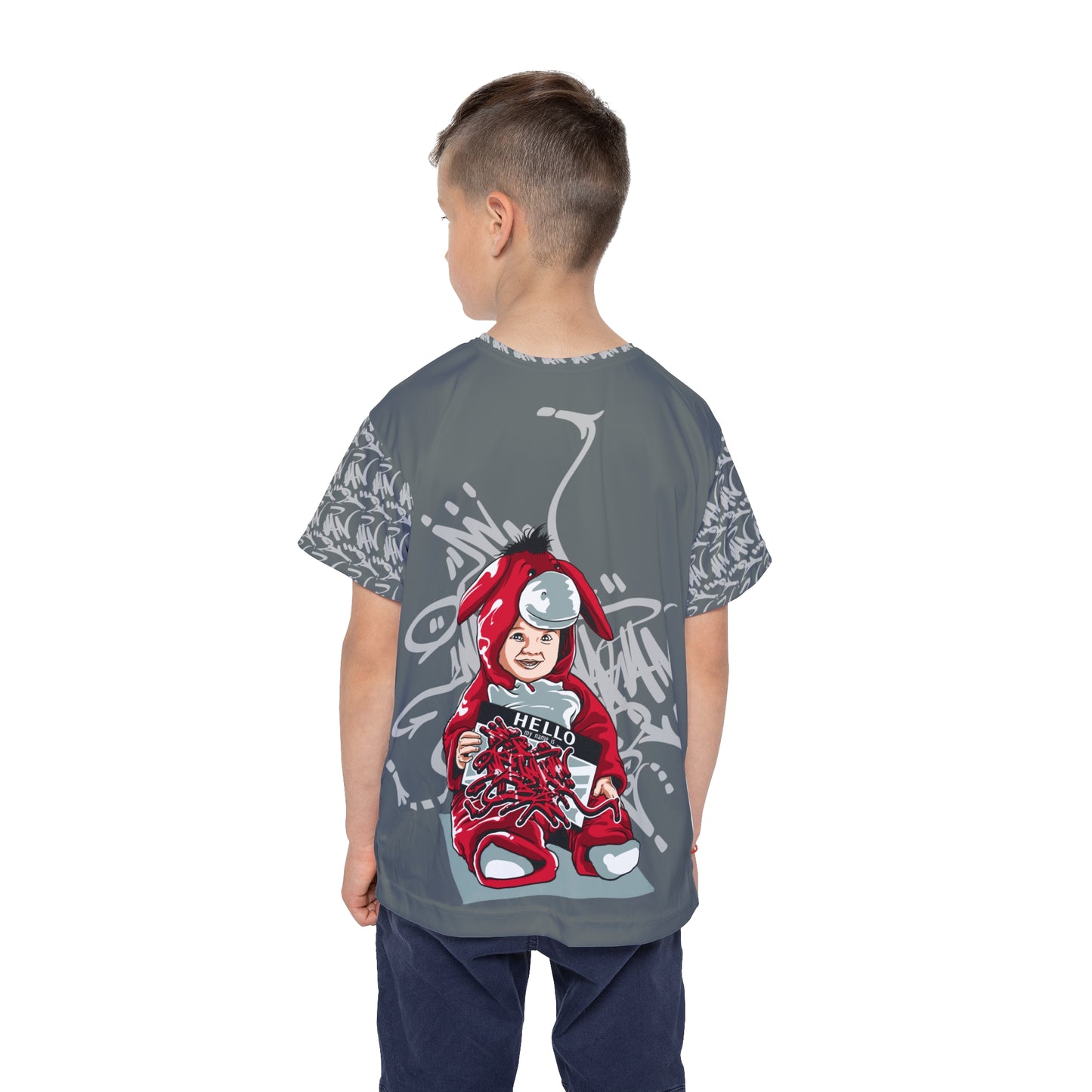 Racing Donkey Kids Shirt, Cartoon Go-Kart Graphic Kids T-Shirt, Kids Art Design Print Jersey