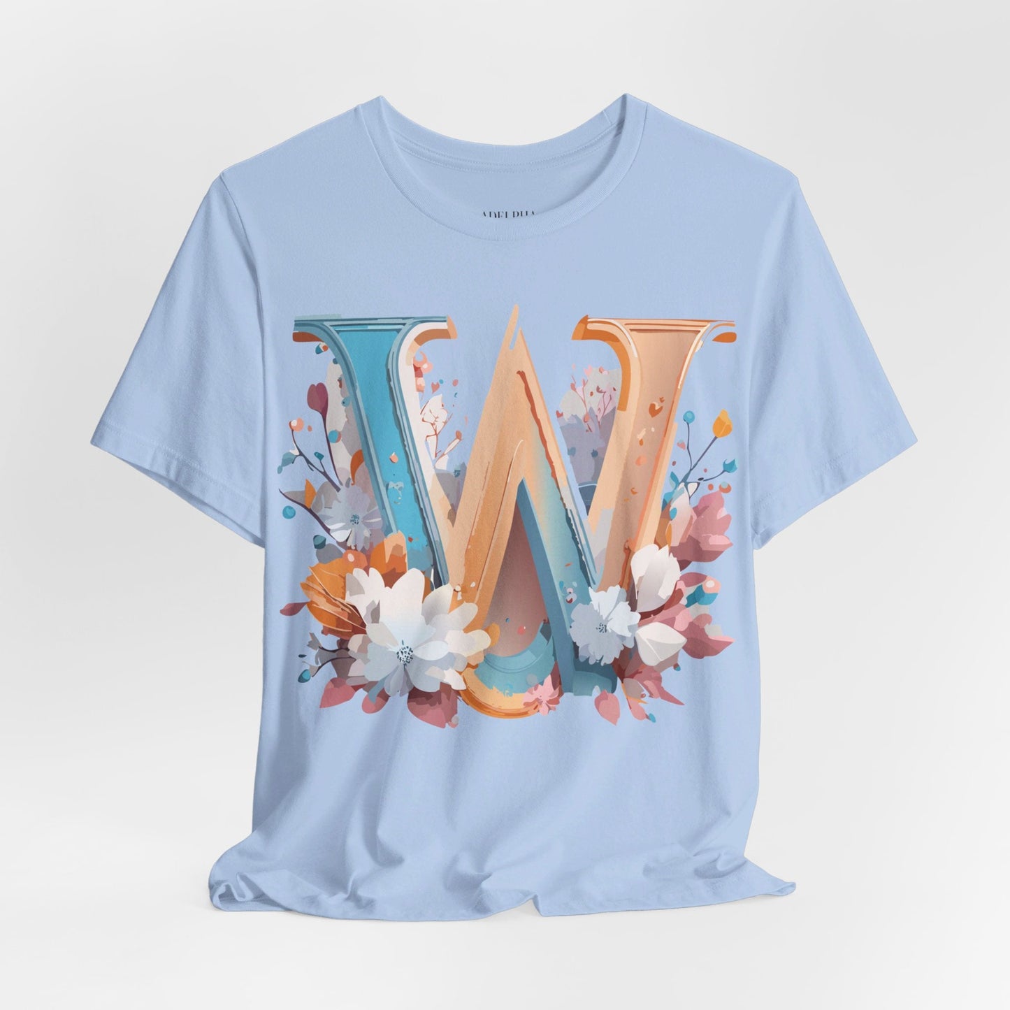 Letter W Shirt Graphic Tee Unisex Adelpha Vintage Inspired Art Design Short Sleeve
