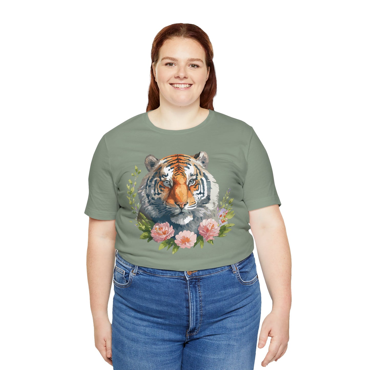 Floral Tiger Shirt, Animal Shirt, Tiger Tee, Unisex Tee, Floral T-shirt, T-Shirt with Animal