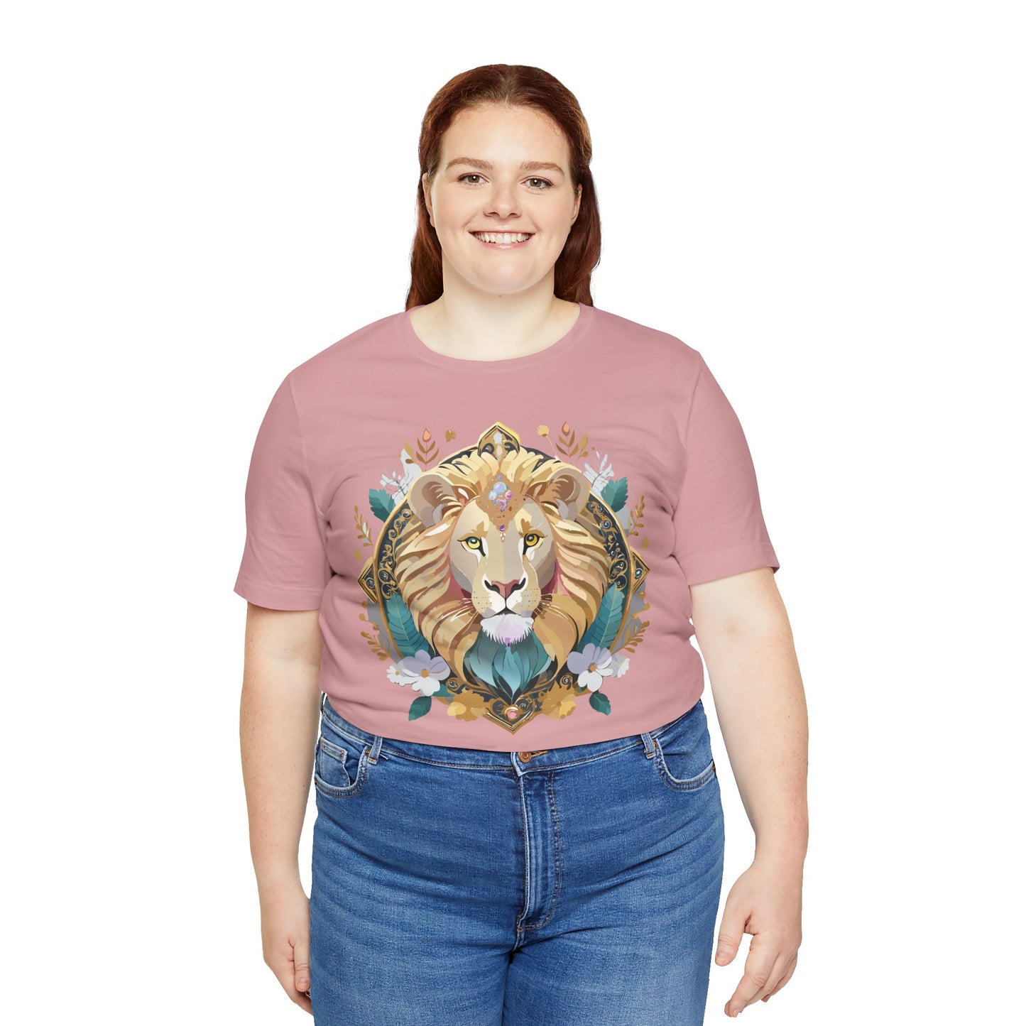 Unisex Lion Graphic Tee, Animal Shirt, Tee Shirt with Lion, Medallion T-Shirt, Animal Medallion Tees 2