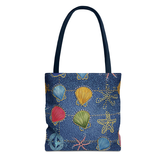 Denim Fabric Imitation Print Unisex Canvas Bag Poly Spun 3 Sizes Tote Bag 182-25