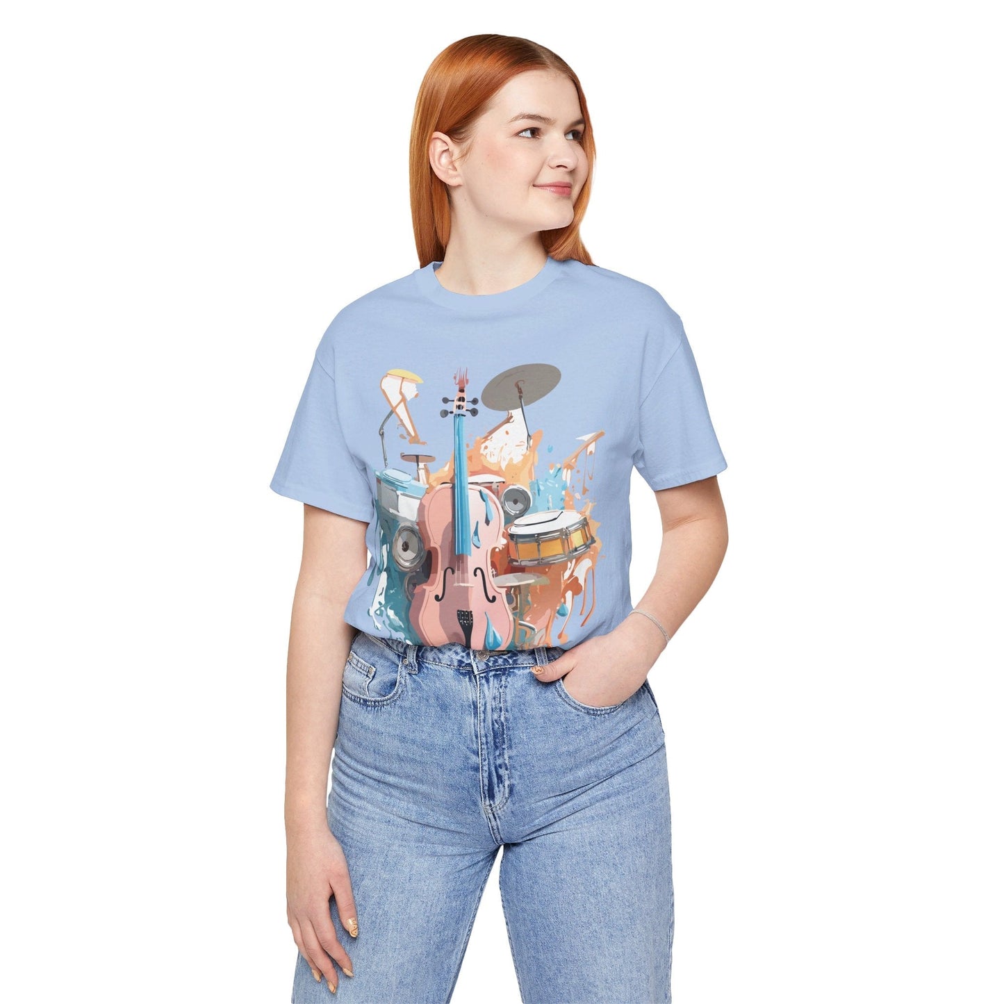 Music Graphic Unisex 100 Cotton Vintage Art with Musical Elements Tee 74
