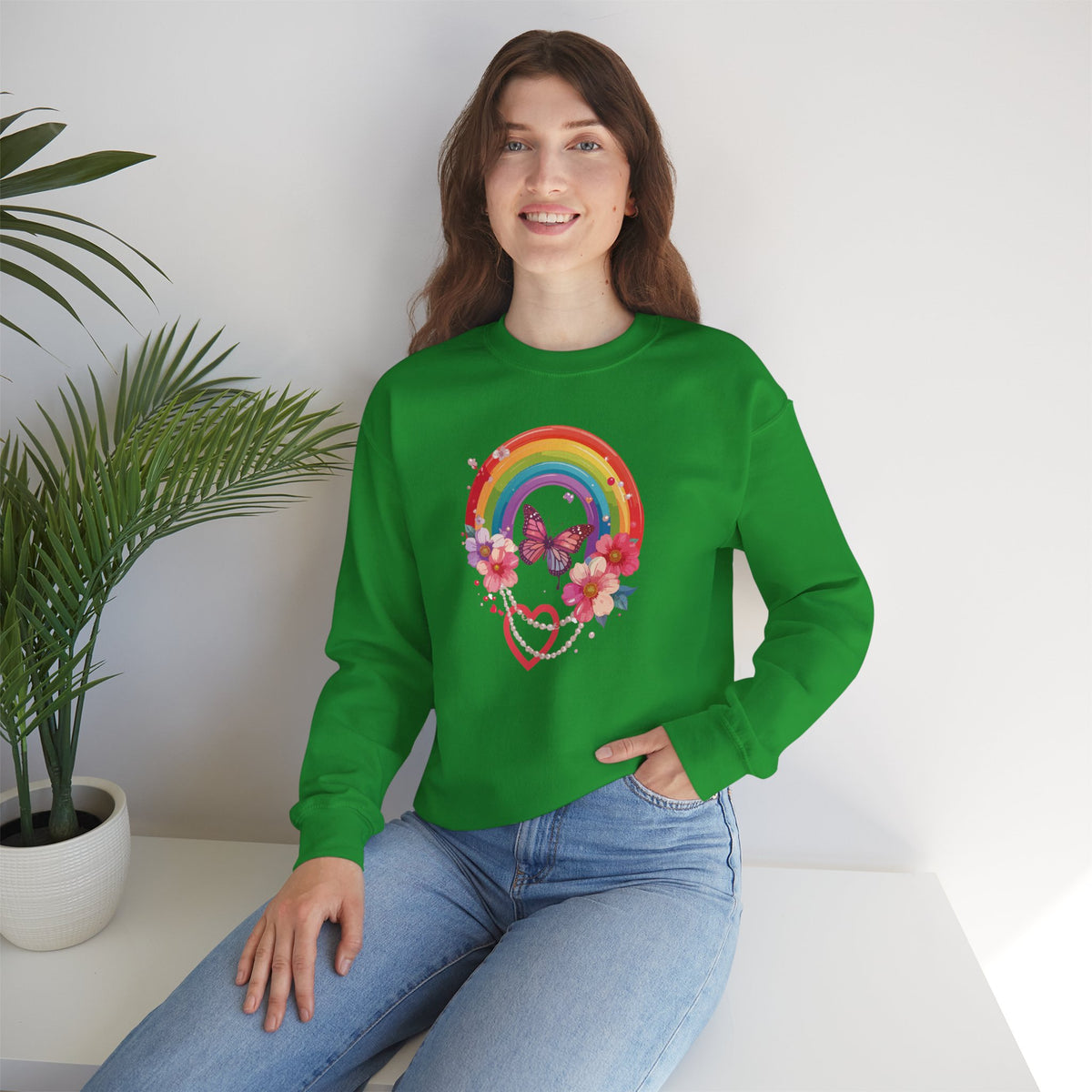 Rainbow Heart Sweatshirt, Floral Heart Sweatshirt, Floral Love Sweatshirt, Valentine's Day Sweatshirt, Rainbow Heart Floral Sweatshirt 106