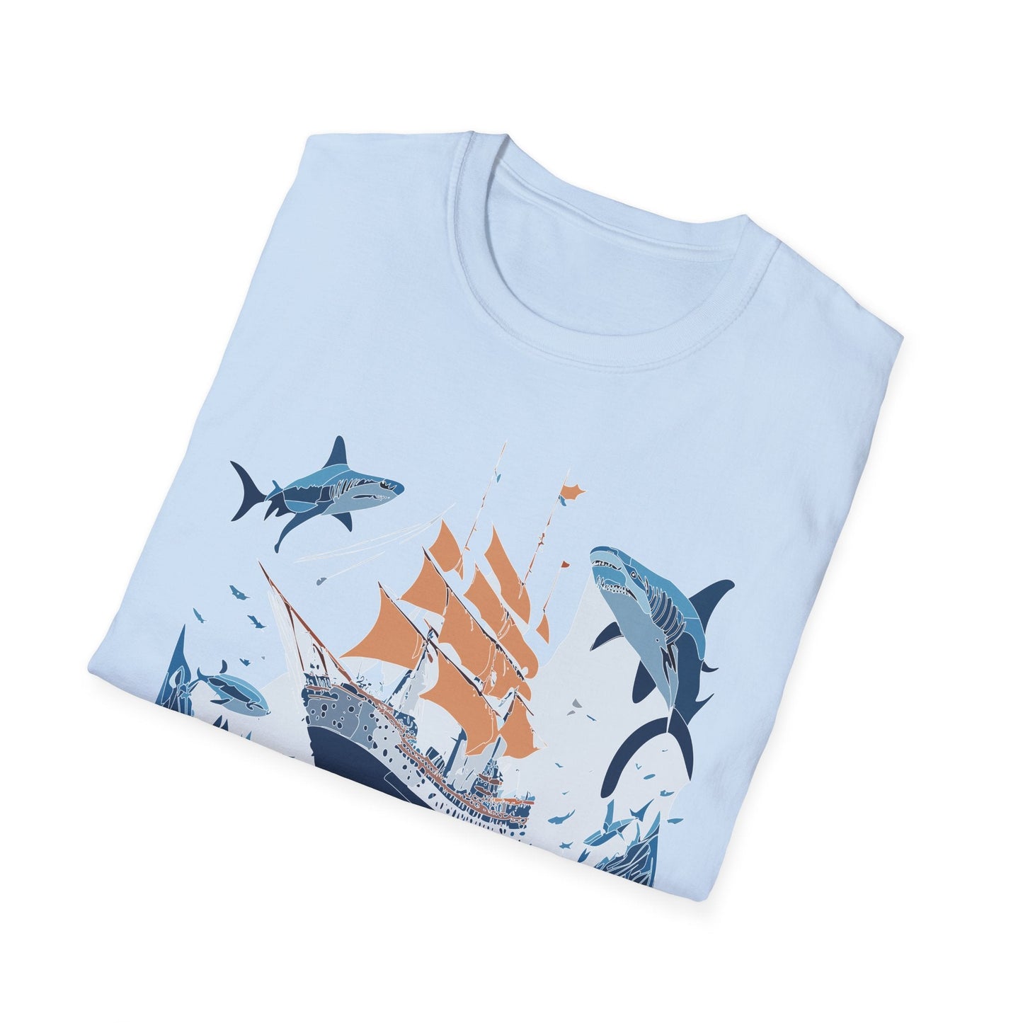 Ocean Tee Shirt Unisex Gildan Softstyle 64000 Ring Spun Cotton Art Print Graphic Ocean Design
