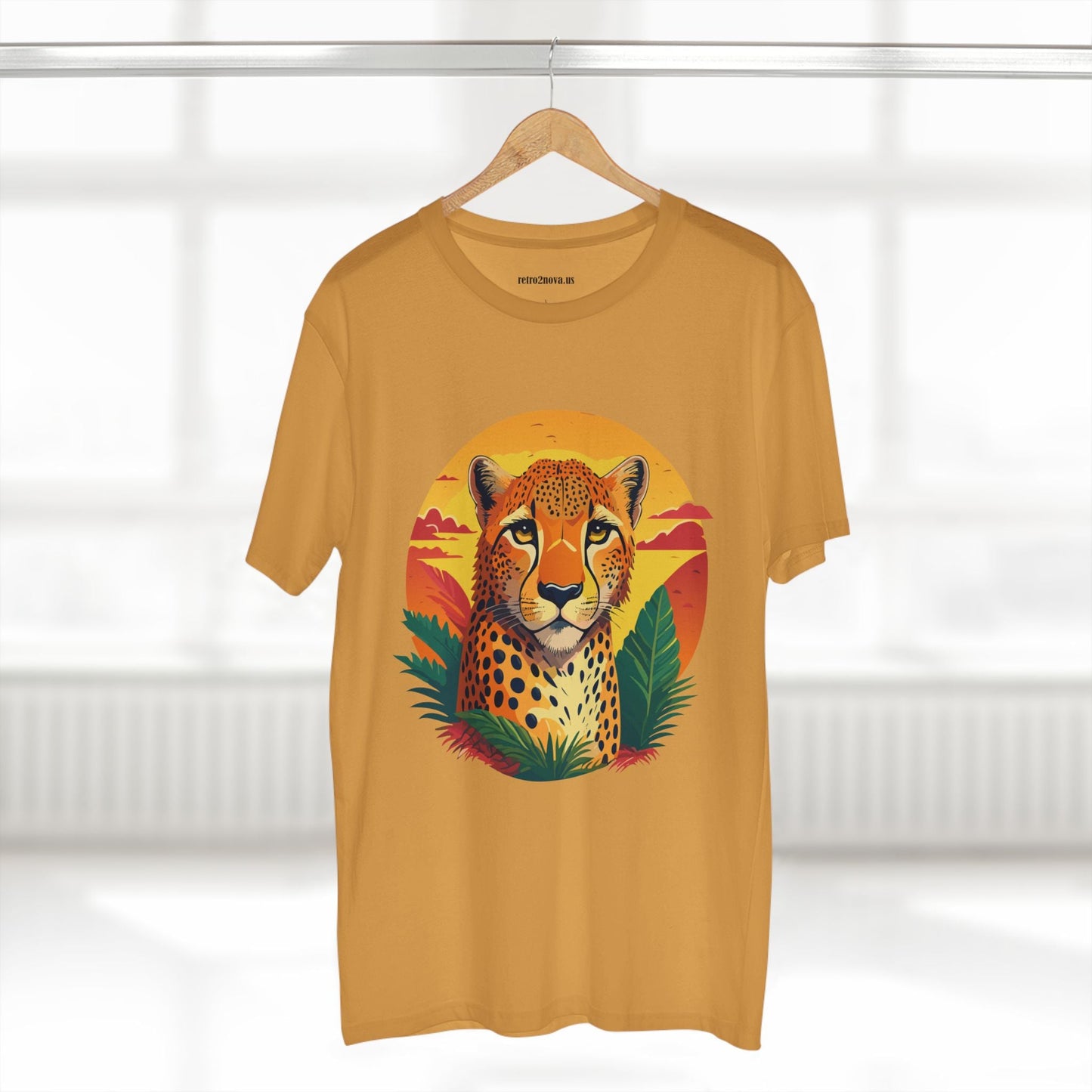 Unisex Cheetah Shirt Premium Cotton Staple Tee With Original Art Design By Retro2Nova Exclusive Art Collection