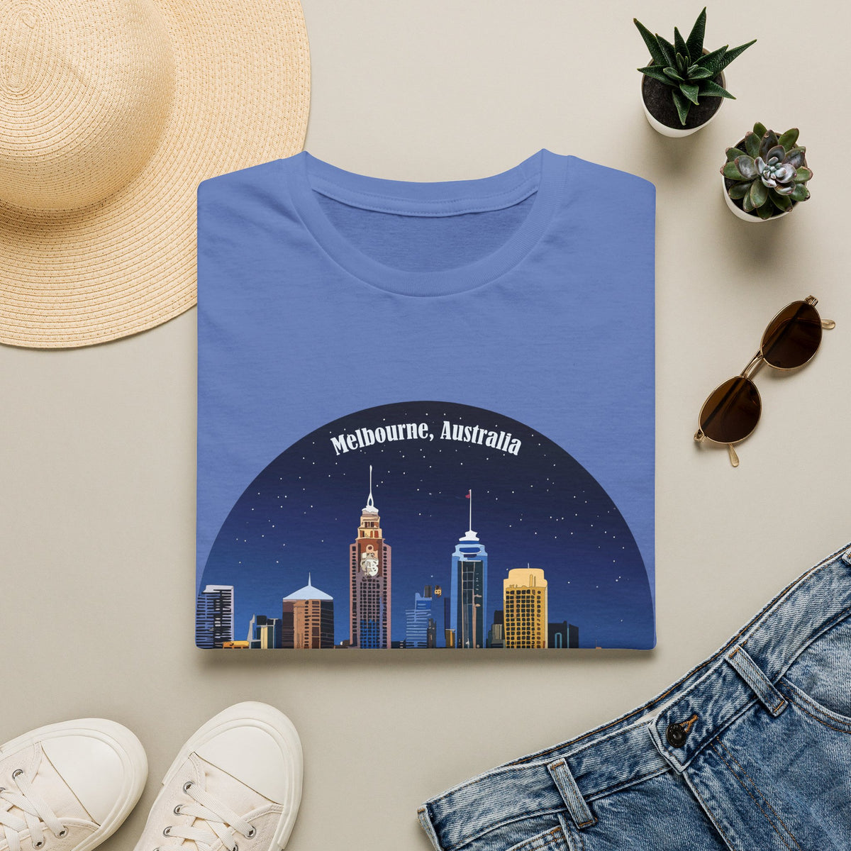 Melbourne Australia Skyline T-Shirt | City Nightscape Tee