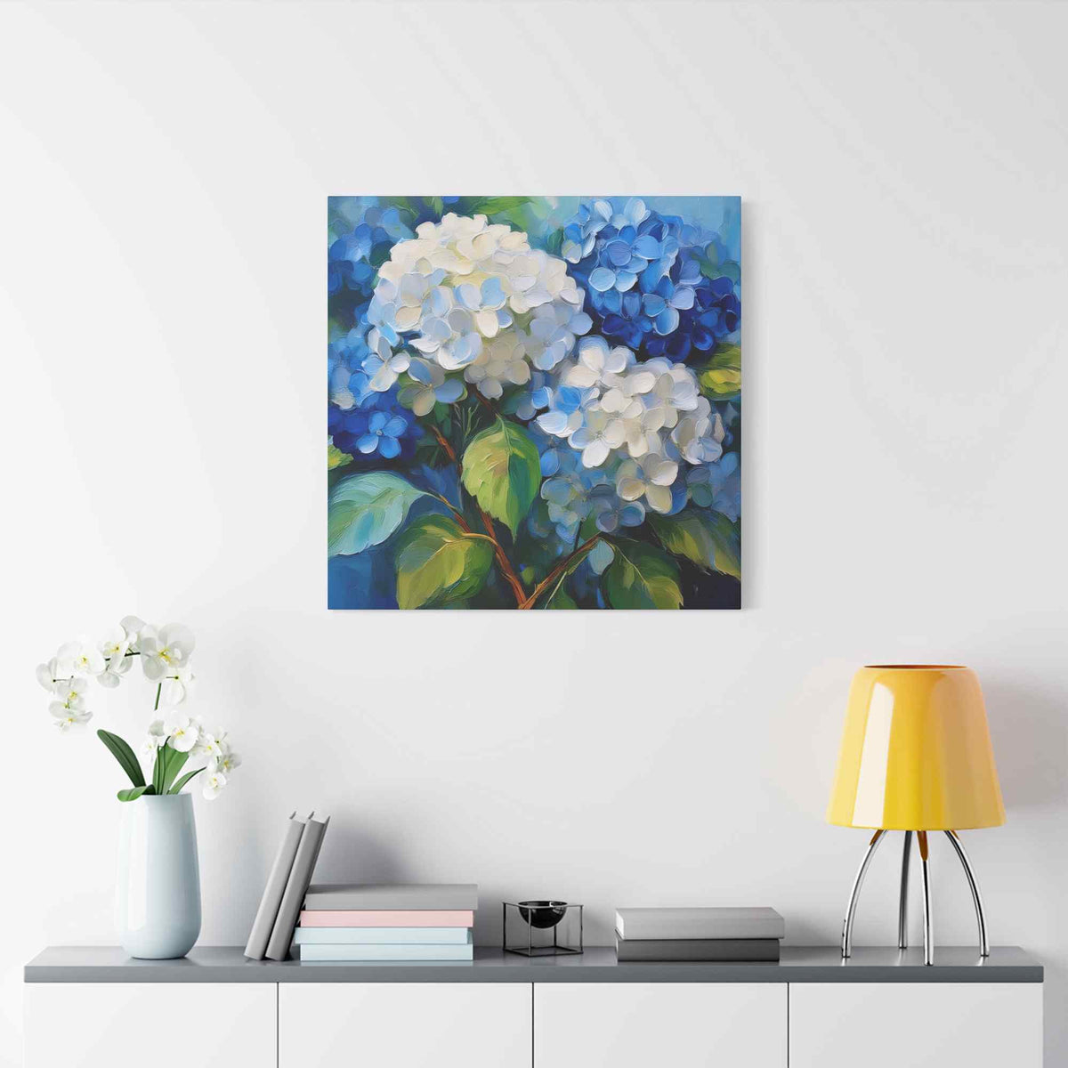 Hydrangeas Print Canvas, Flowers Oil Paint Print 20x20, 24x24, 30x30, 32x32, 36x36, Floral Art Design Print Non-Frame MC-31