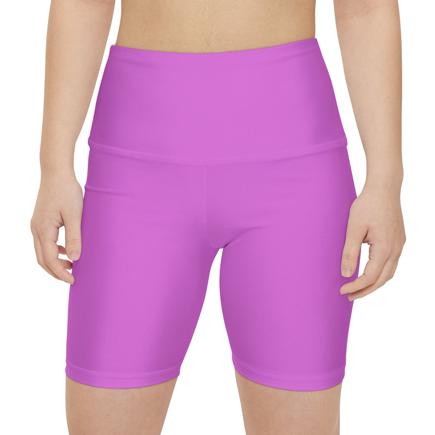 Orchid Pink  Women's Workout Shorts — Solid High-Waist Biker Shorts for Exercise & Everyday Wear