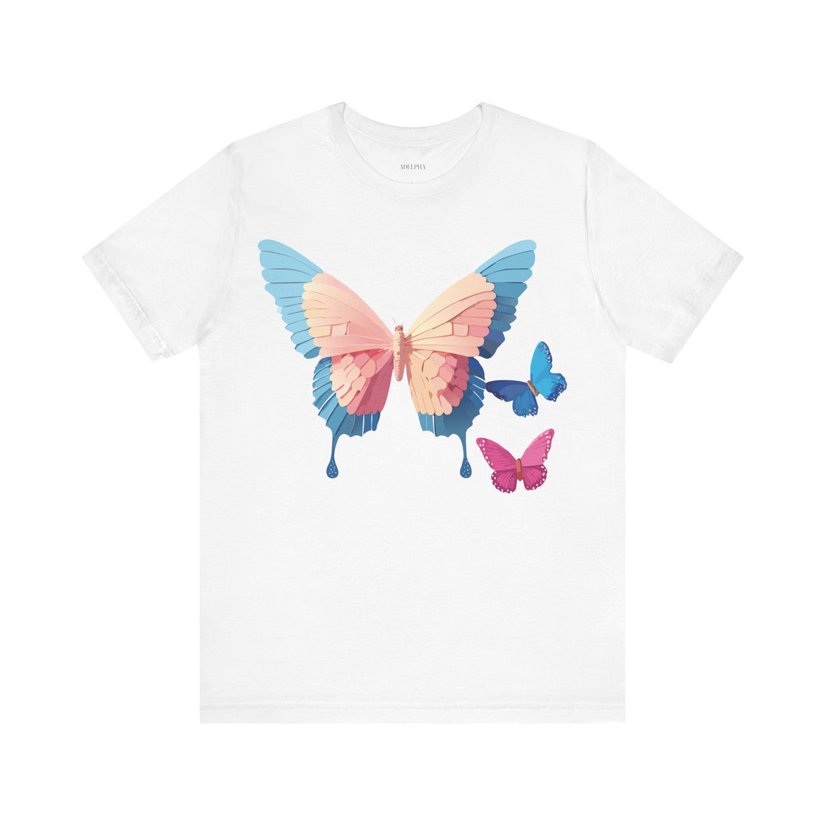 Butterfly Graphic Unisex Cotton Bella+Canvas Tee with Floral Art Design m04