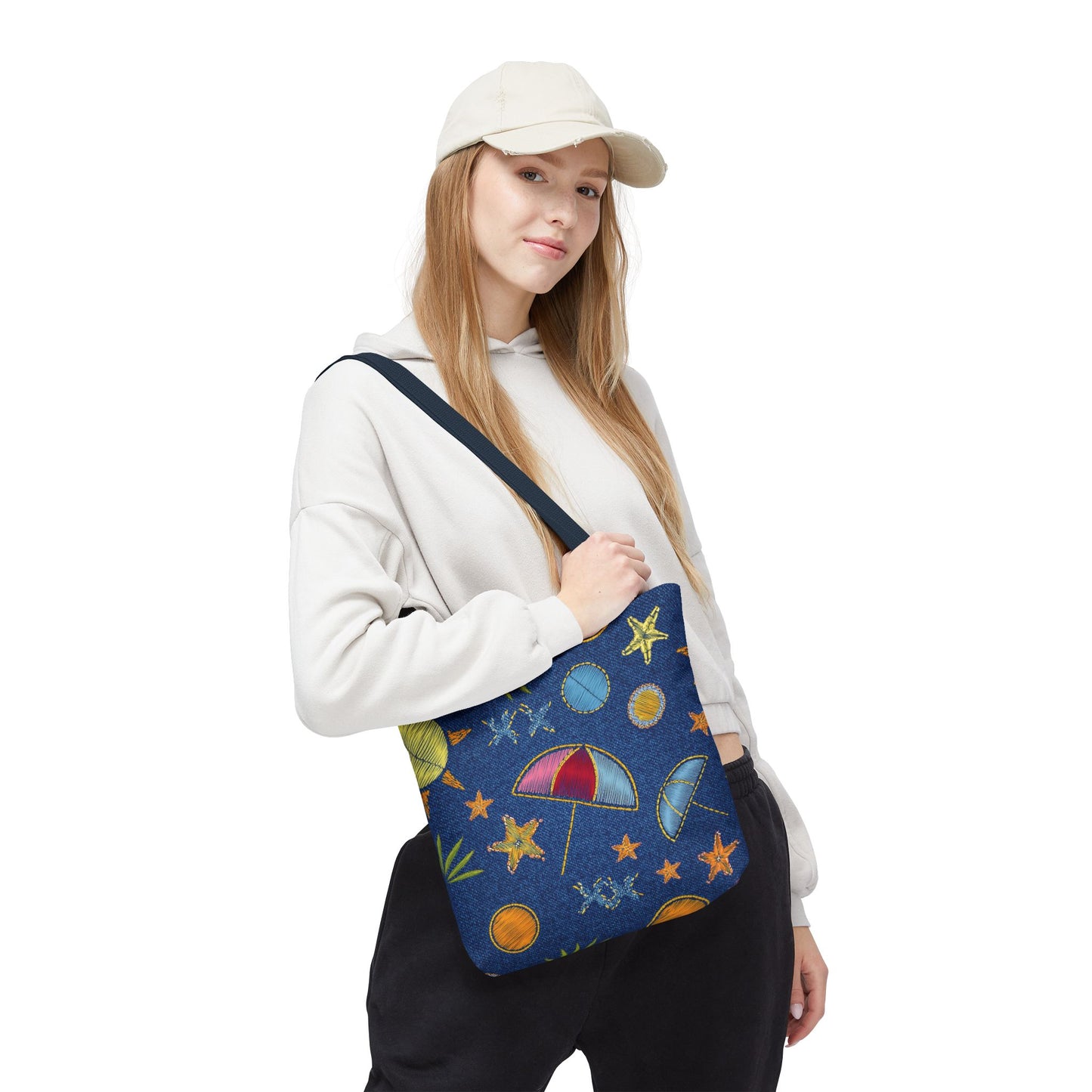 Denim Fabric Imitation Print Unisex Canvas Bag Poly Spun 3 Sizes Tote Bag 182-11