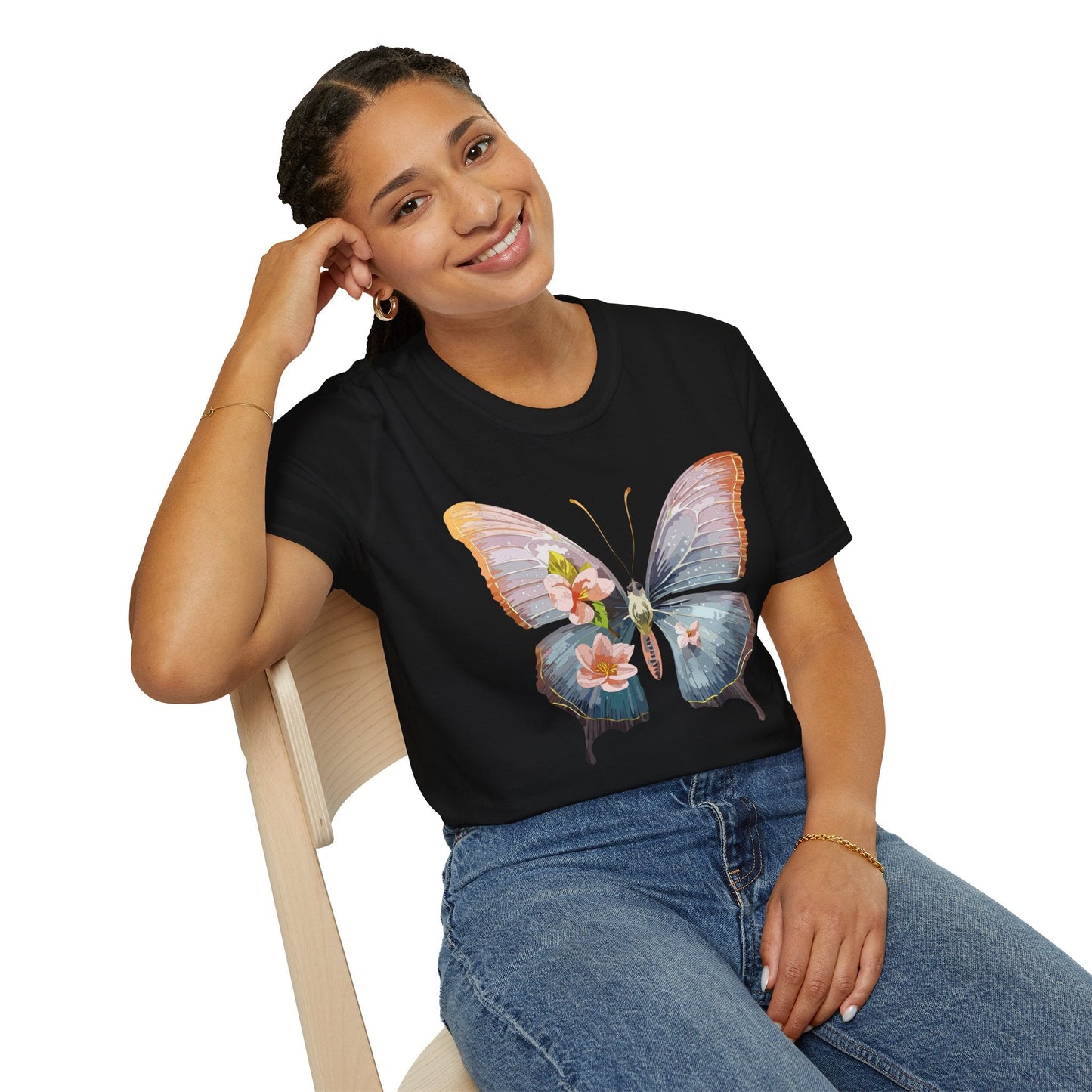Butterfly Print T Shirt For Men Women Unisex Monarch Design Softstyle Cotton Tee