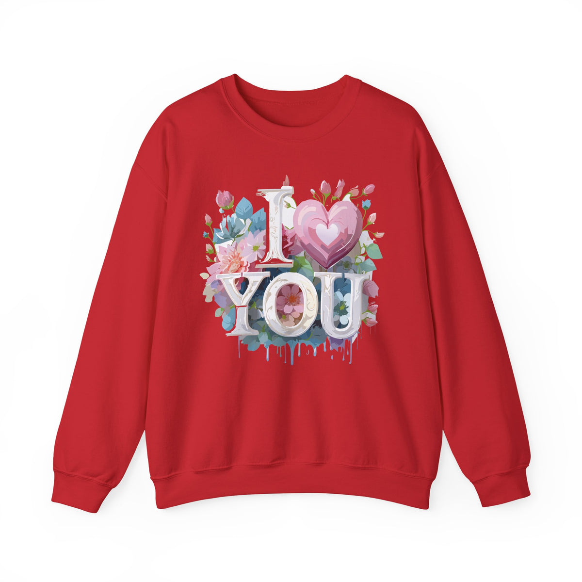 Floral Love Graphic Valentine's Day Sweatshirt Unisex 50/50 Cotton-Poly Sweatshirt w59