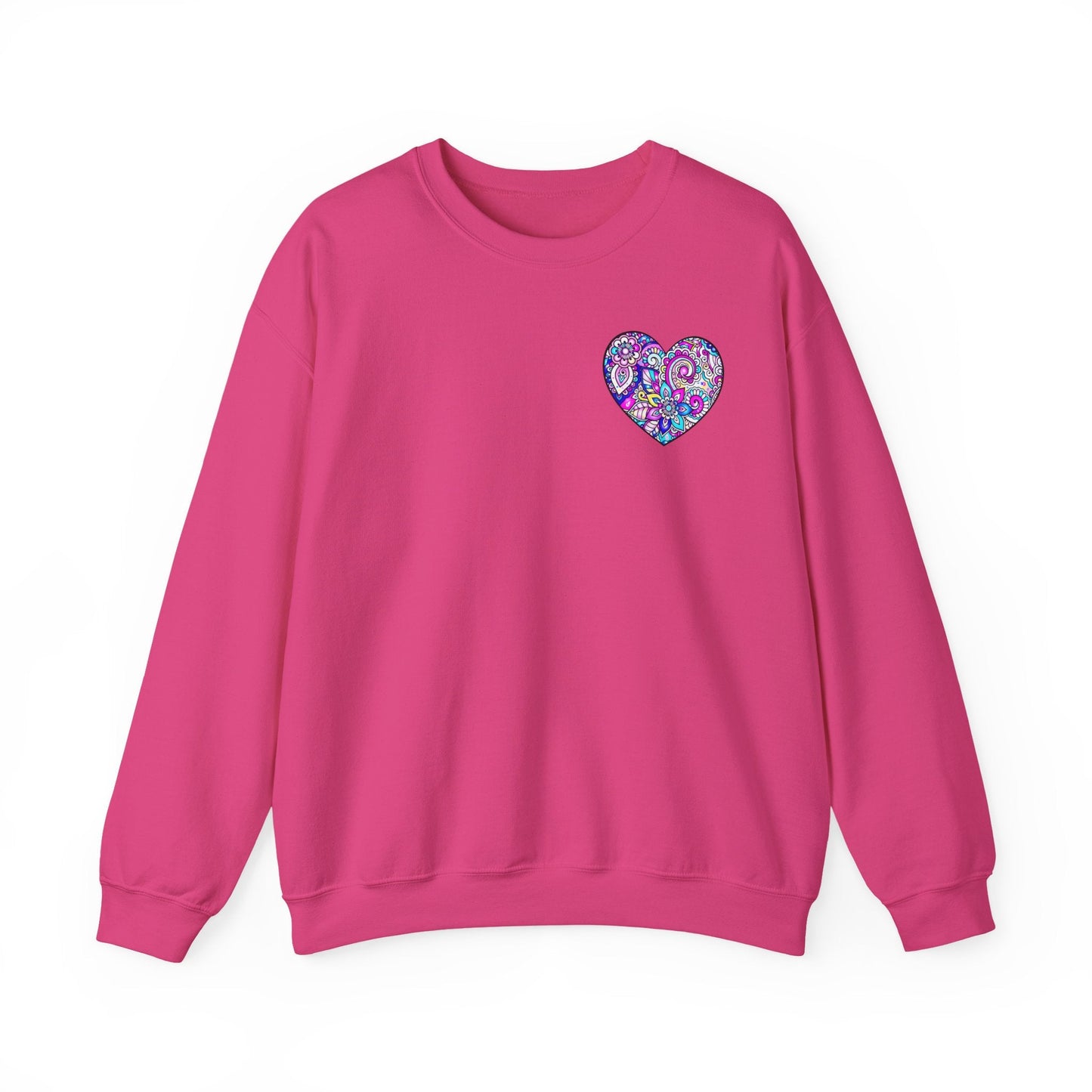 Floral Heart Sweatshirt Valentines Day Unisex Crewneck Gildan 18000 Heavy Blend Cotton Polyester