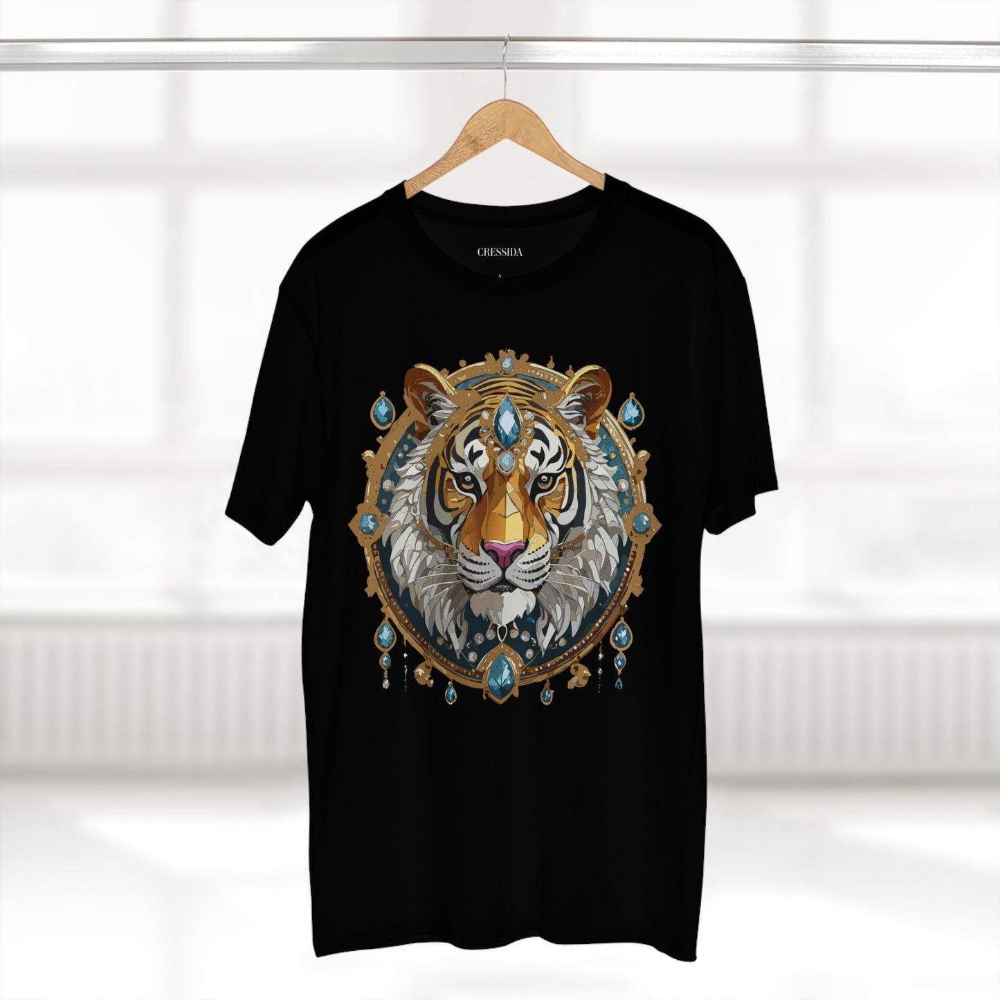 Tiger Graphic Unisex 100 Cotton Tee With Unique Animal Golden Medallion Art Design 51
