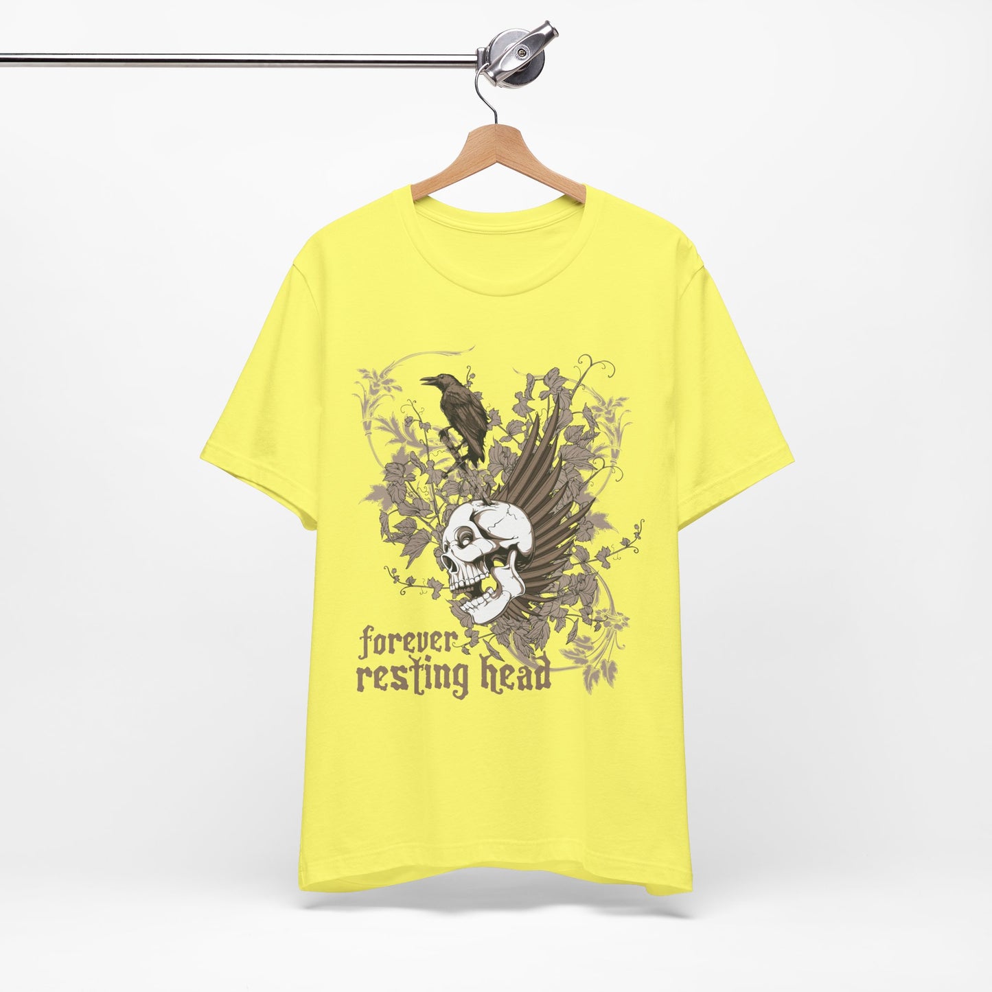 Forever Resting Head Tee, Edgy Graphic Shirt, Music T-Shirt, Gothic Tees, Skull Shirt, Art Design Tee, Skull Graphic Top