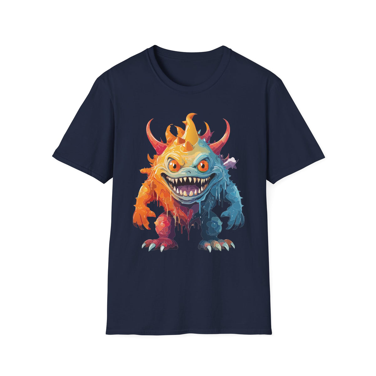 Colorful Monster T-Shirt — Vibrant Rainbow Creature Cartoon Graphic Tee Unisex 100 Cotton Gildan T-Shirt