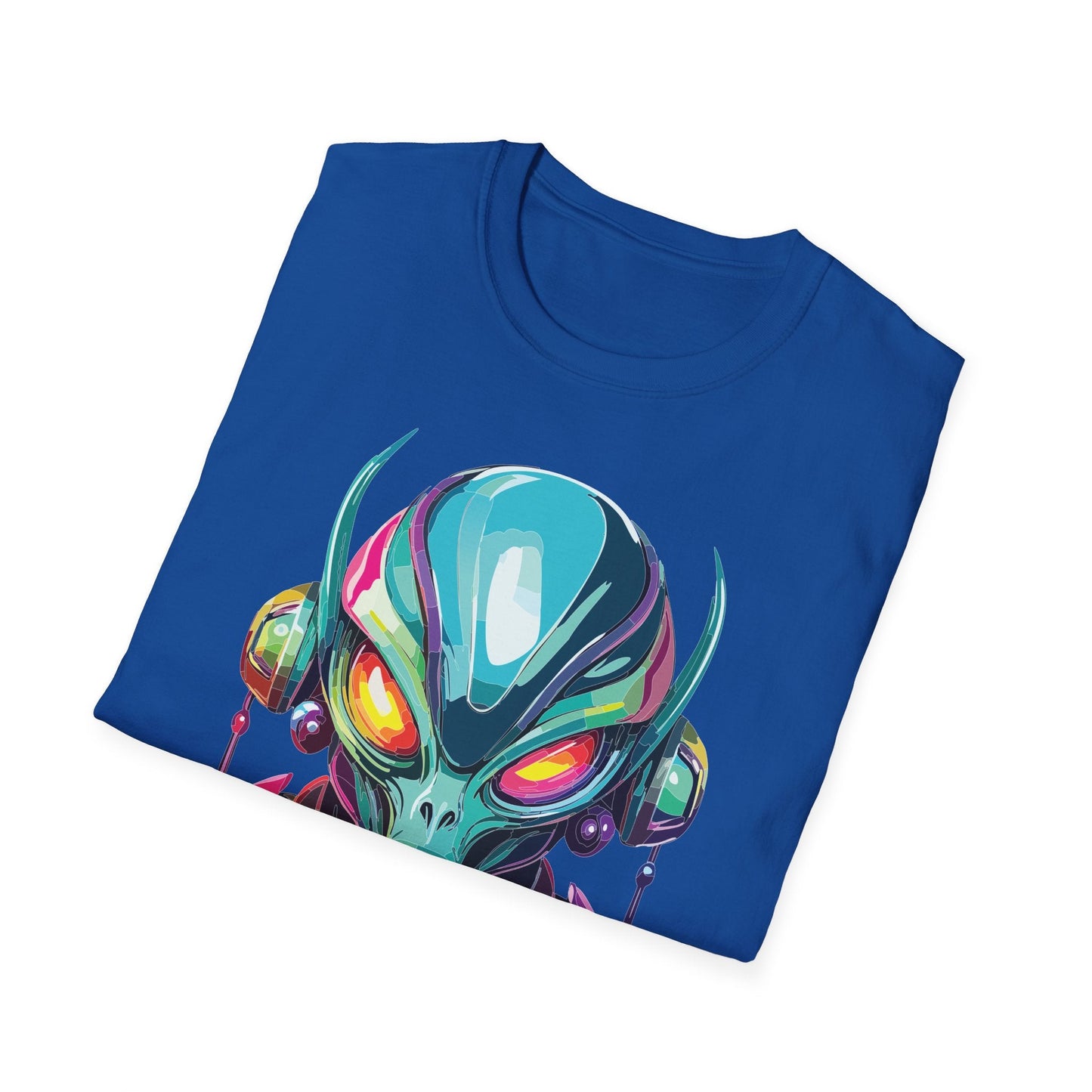 Alien Cosmos Unisex Cotton T Shirt With Alien Artwork Softstyle Ring Spun Cotton 64000