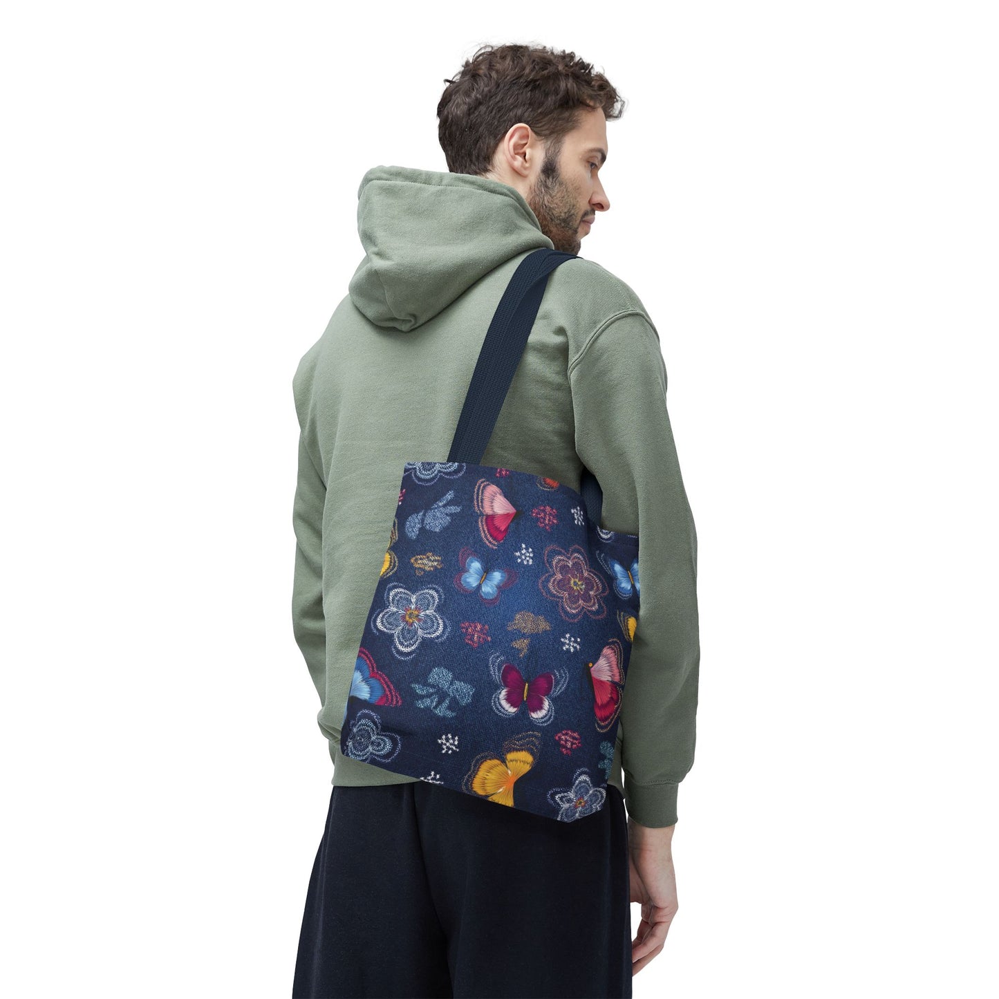Denim Fabric Imitation Print Unisex Canvas Bag Poly Spun 3 Sizes Tote Bag 168