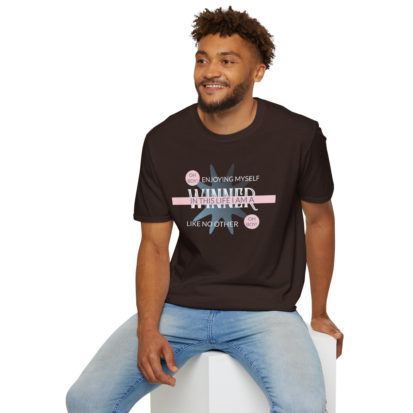 Winning in This Life T‑Shirt Unisex Cotton Short Sleeves Gildan Softstyle 64000 Enjoying Myself Positive Graphic Tee