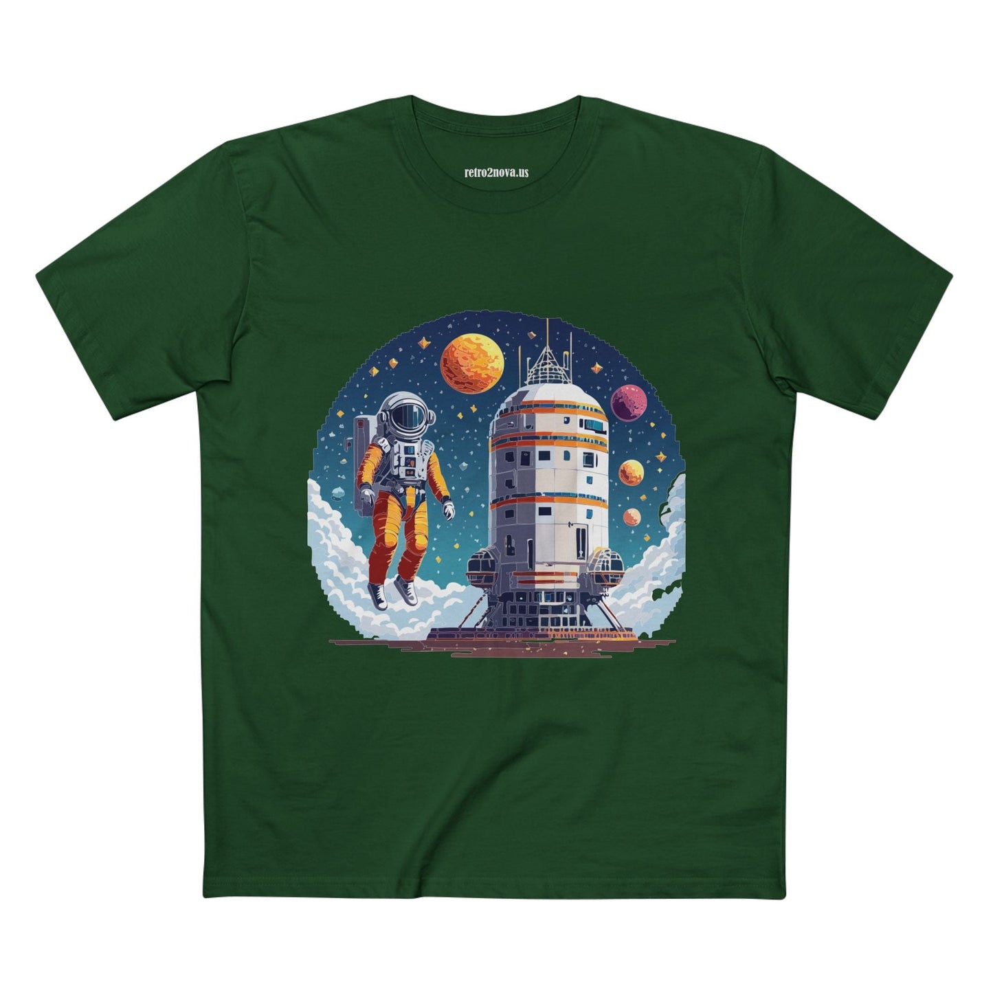 Cosmos Astronaut Shirt Unisex Premium Cotton Tee With Original Art By Retro2Nova Design