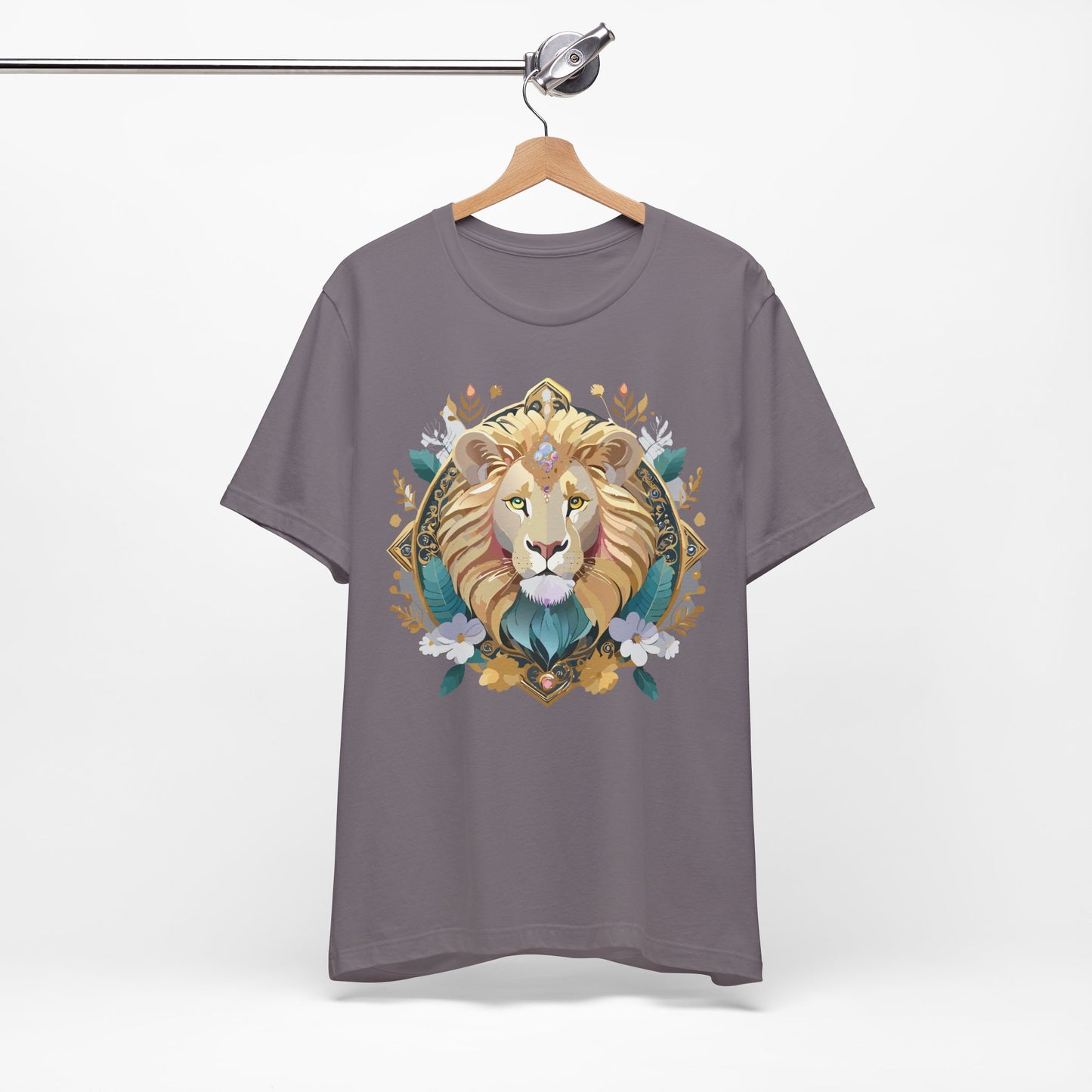 Unisex Lion Graphic Tee, Animal Shirt, Tee Shirt with Lion, Medallion T-Shirt, Animal Medallion Tees 2