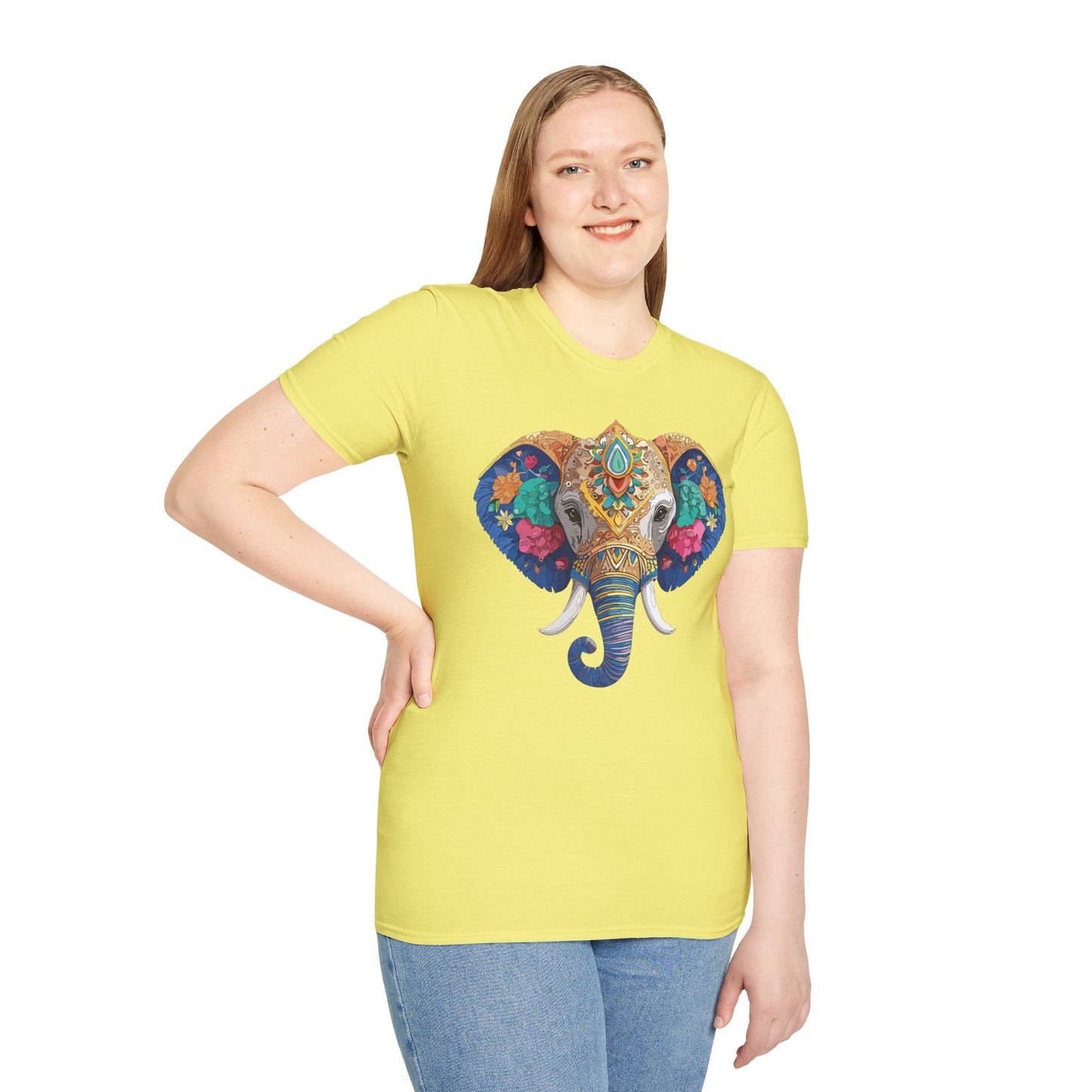 Elephant T Shirt Unisex Gildan Softstyle 64000 100 Percent Cotton Graphic Animal Tee