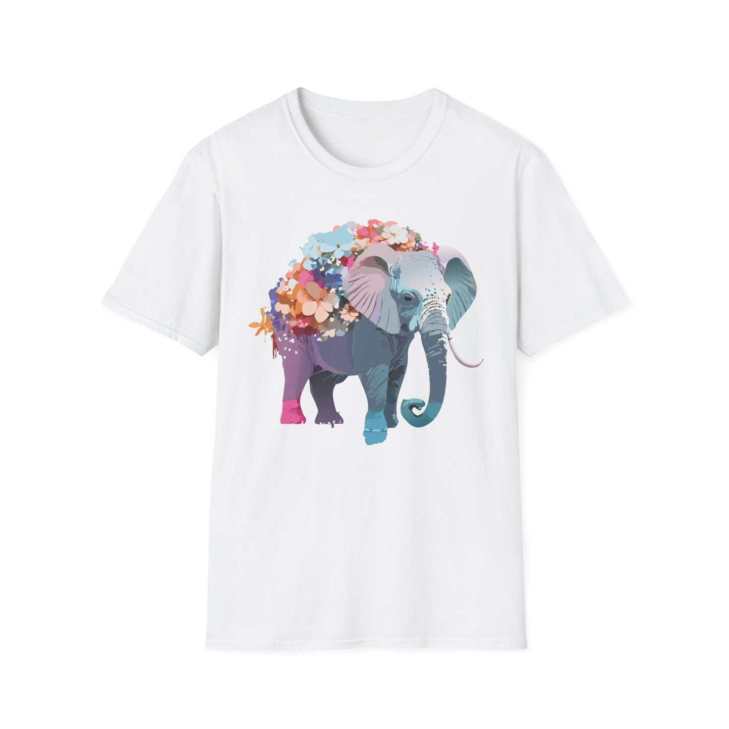Elephant T Shirt Unisex Softstyle Tee 100 Percent Ring Spun Cotton Animal Design